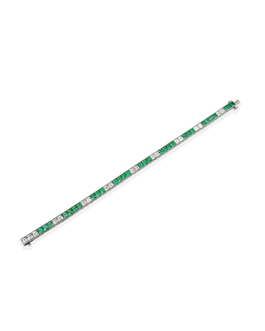 Sophia D. French Cut Emerald and Diamond Line Bracelet