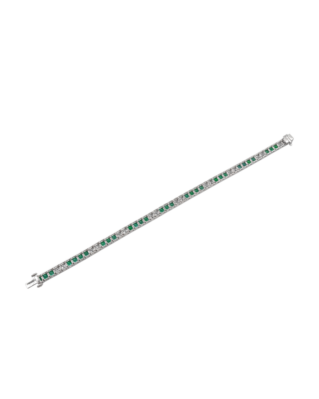 Sophia D. French Cut Emerald and Diamond Line Bracelet