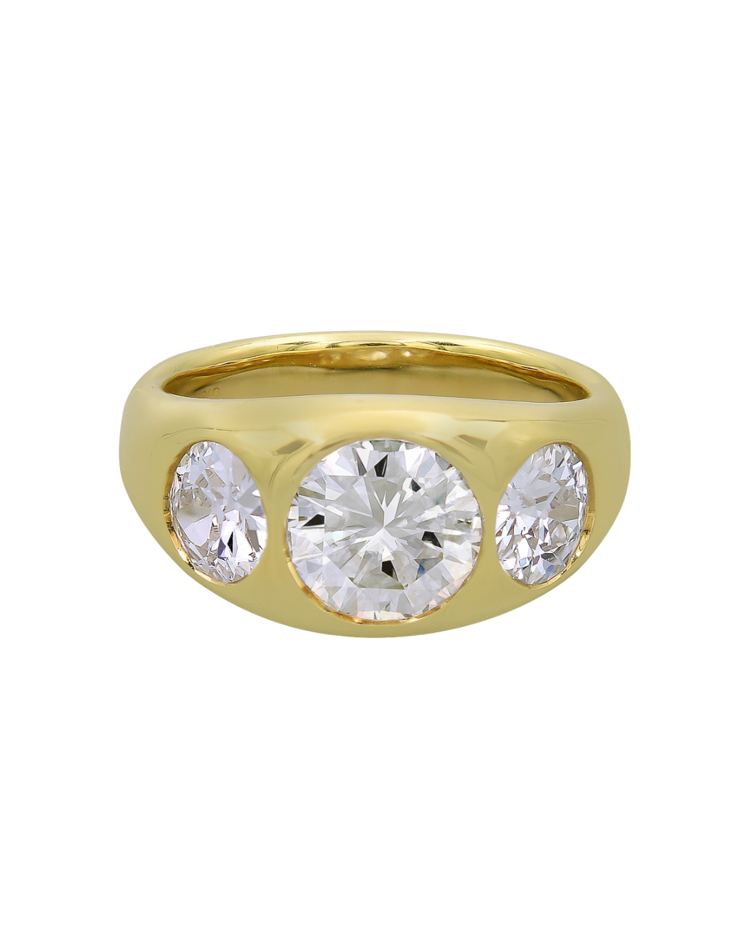 Sophia D. Three Stone Joseph Gypsy Ring with Diamond in Yellow Gold