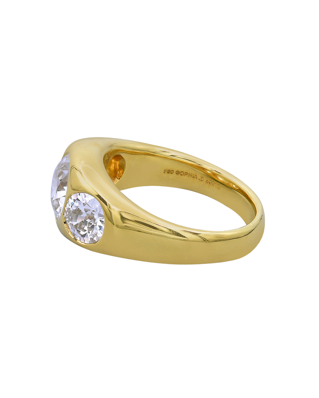 Sophia D. Three Stone Joseph Gypsy Ring with Diamond in Yellow Gold