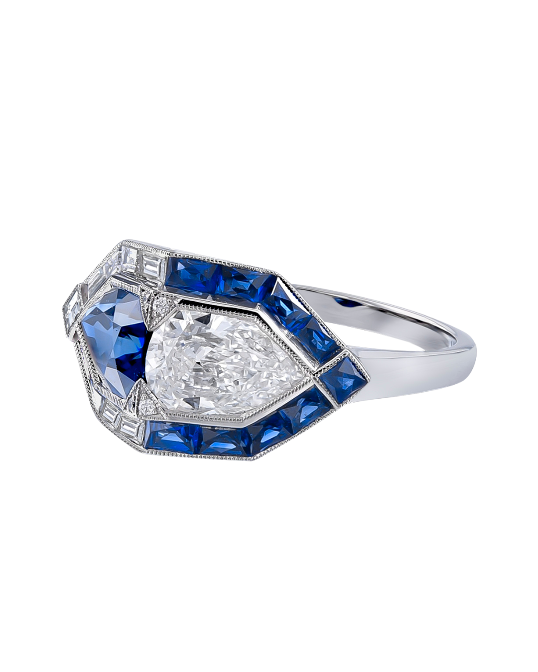 Sophia D. S Deco Ring with Sapphire and Diamond