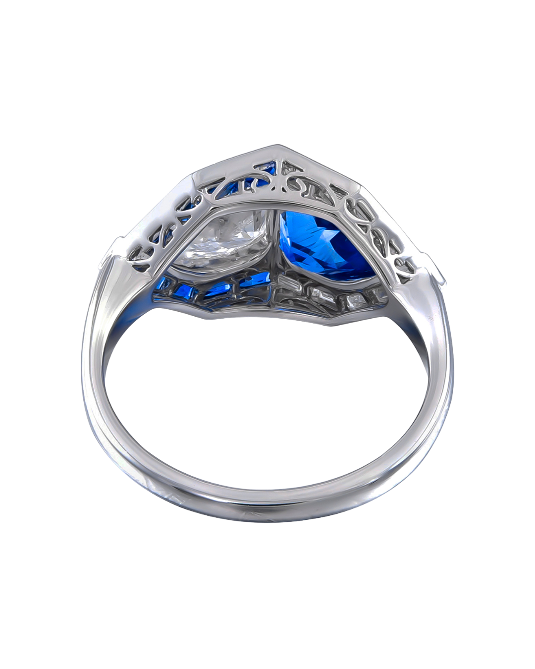Sophia D. S Deco Ring with Sapphire and Diamond