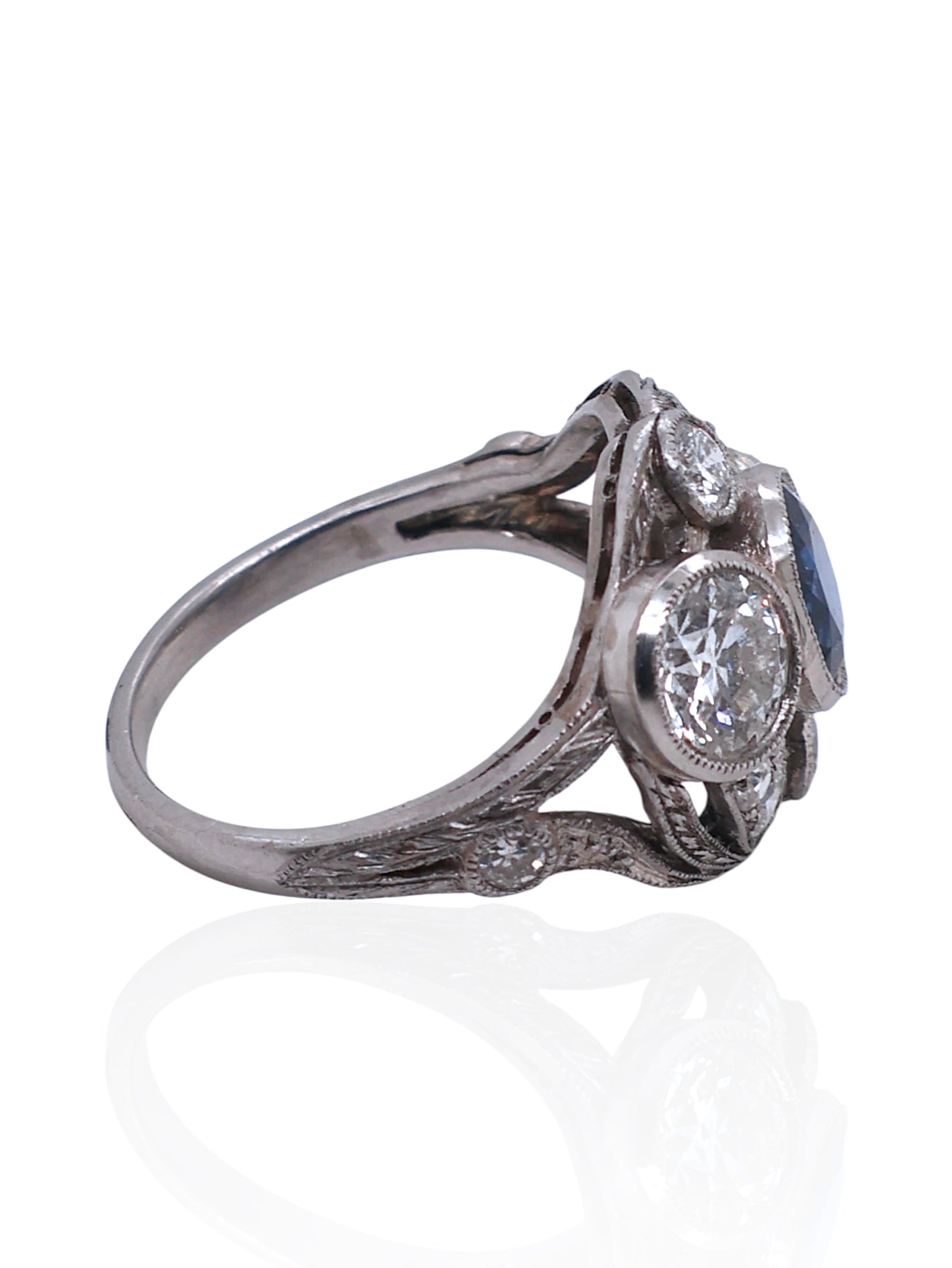 Sophia D Sapphire and Diamond Ring in 18K White Gold