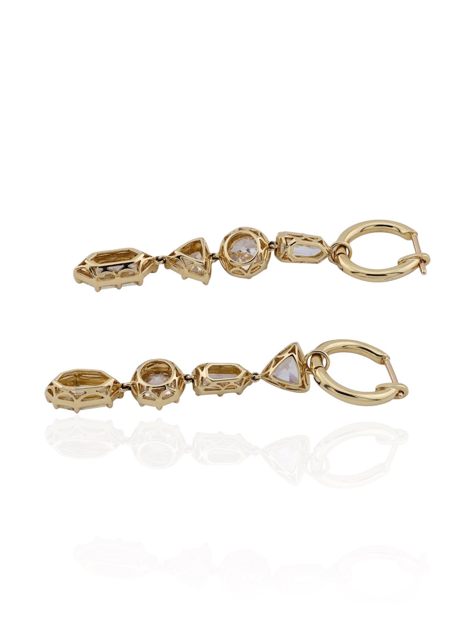 Sophia D Mixed Shape Diamond Drop Earrings 18K Yellow Gold