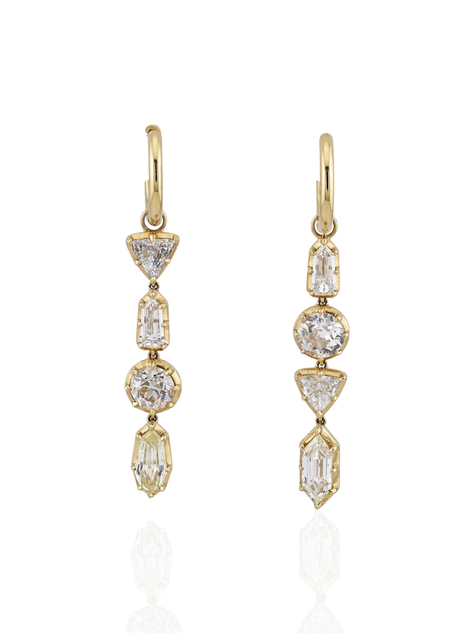 Sophia D Mixed Shape Diamond Drop Earrings 18K Yellow Gold