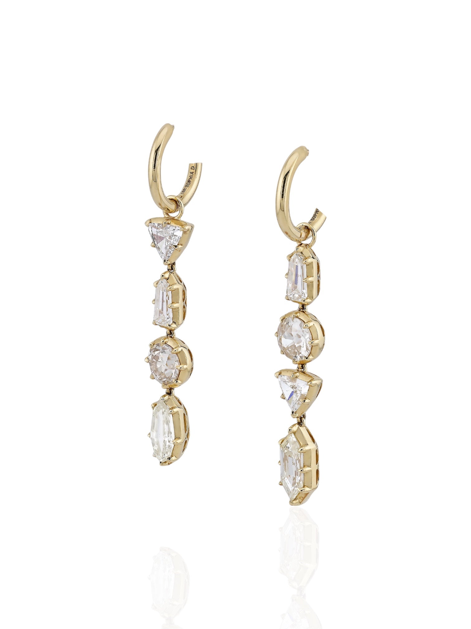 Sophia D Mixed Shape Diamond Drop Earrings 18K Yellow Gold
