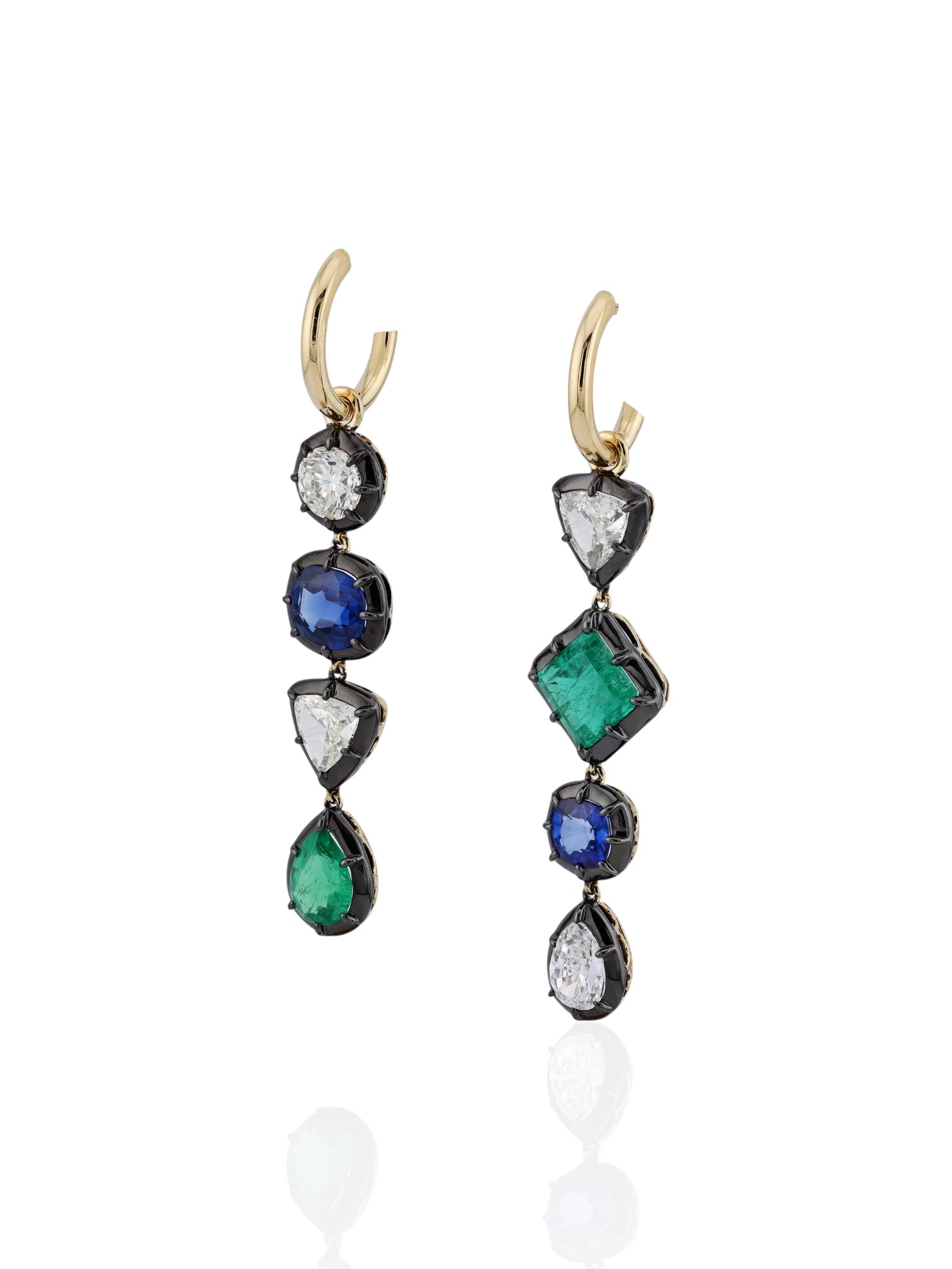 Sophia D Mixed Gemstone Drop Earrings 18K Yellow Gold and Silver