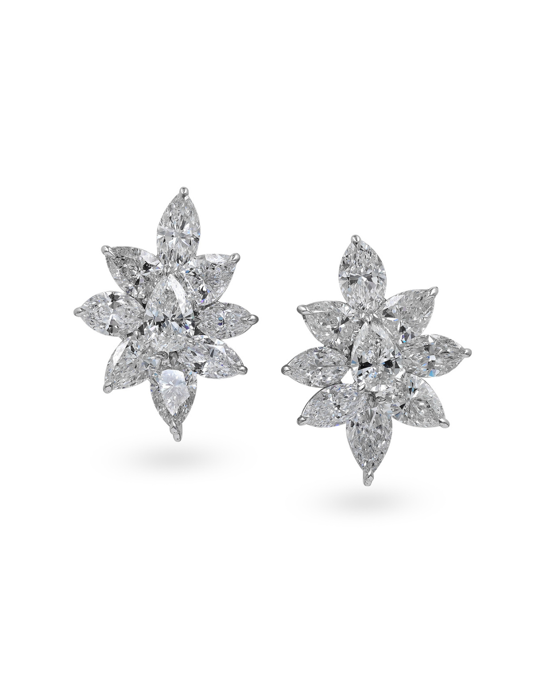 Sophia D. Cluster Earrings in Diamond and Pear Center
