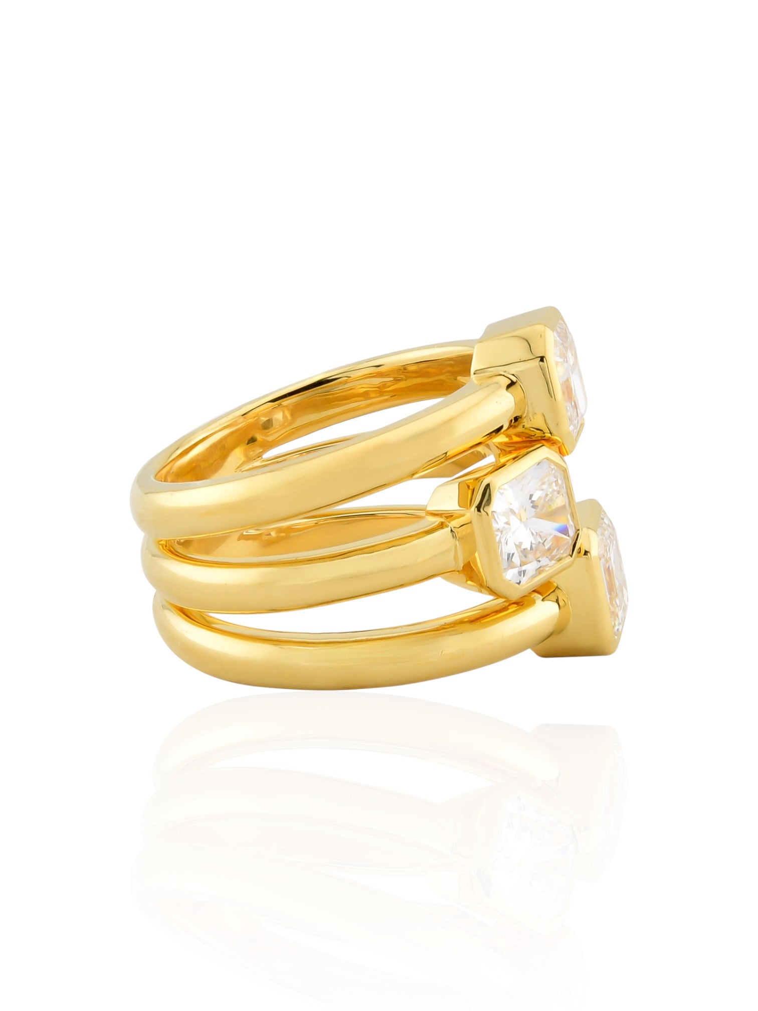 Sophia D Three-Stone Diamond 18K Yellow Gold Ring