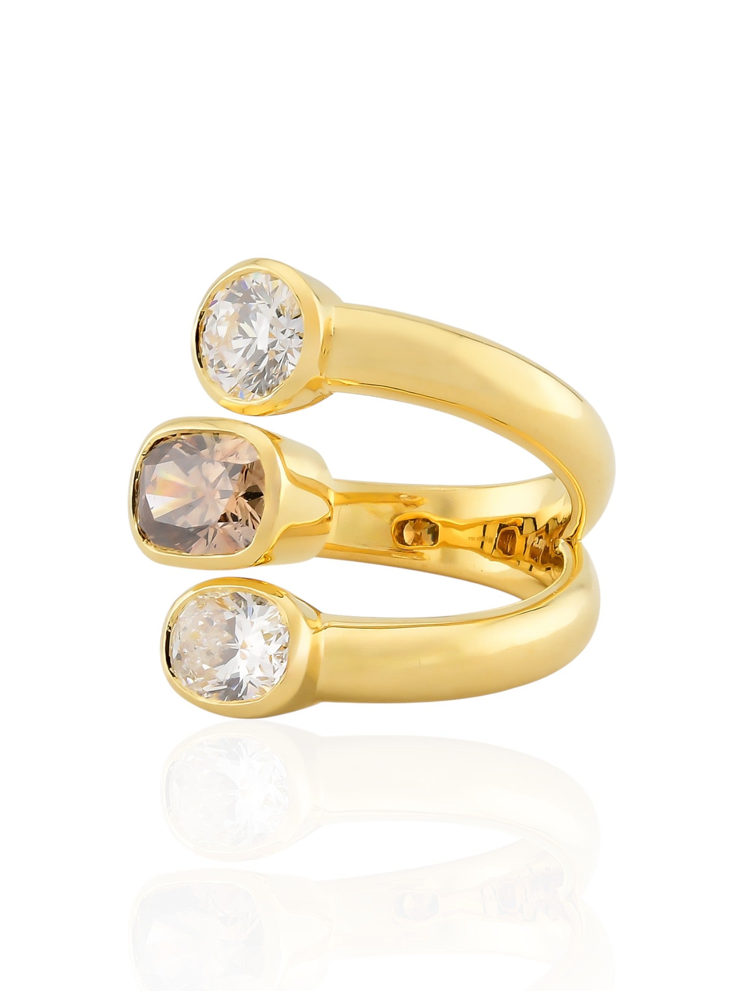 Sophia D Trio Brown and White Diamond 18K Yellow Gold Ring