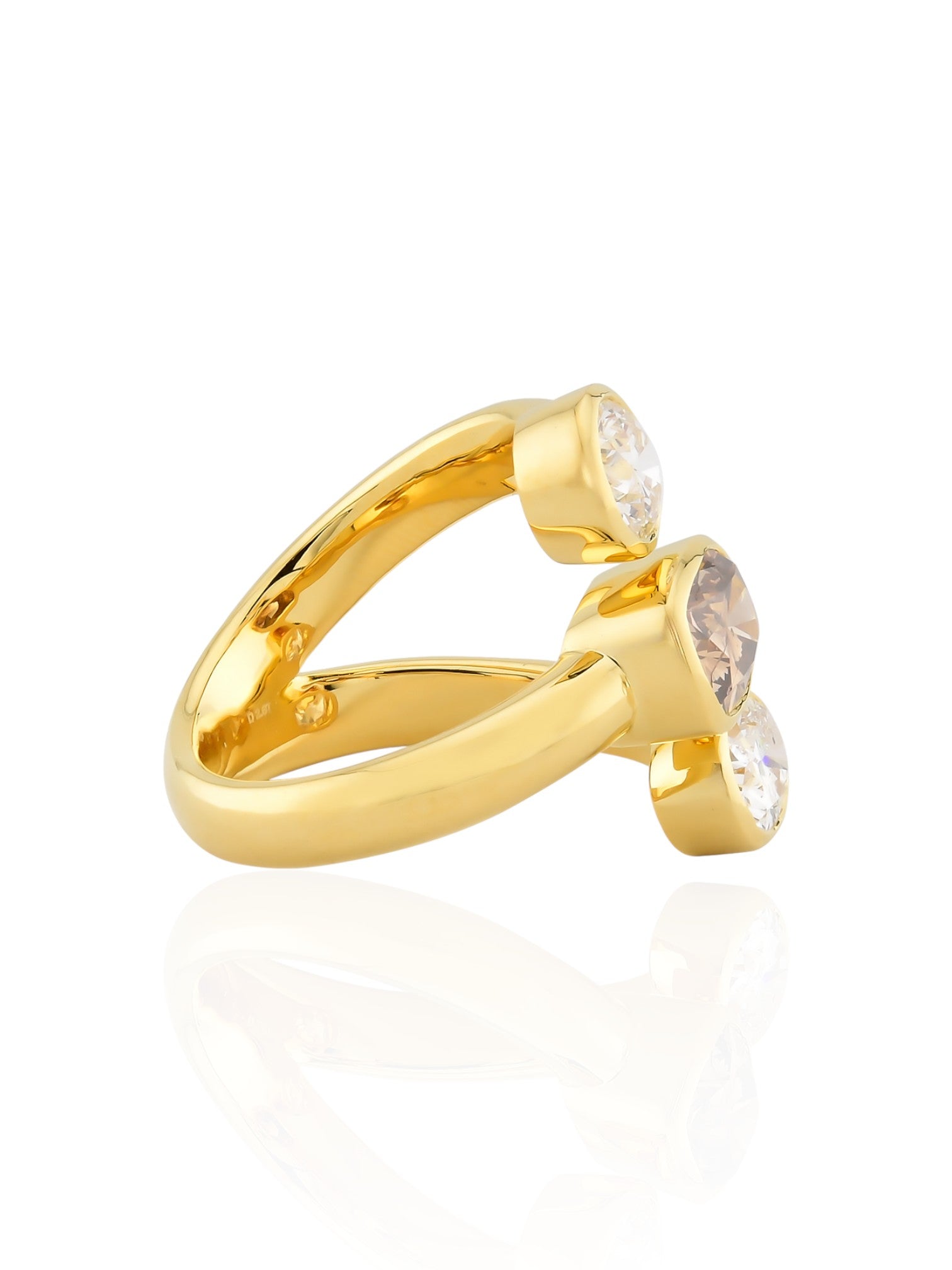 Sophia D Trio Brown and White Diamond 18K Yellow Gold Ring