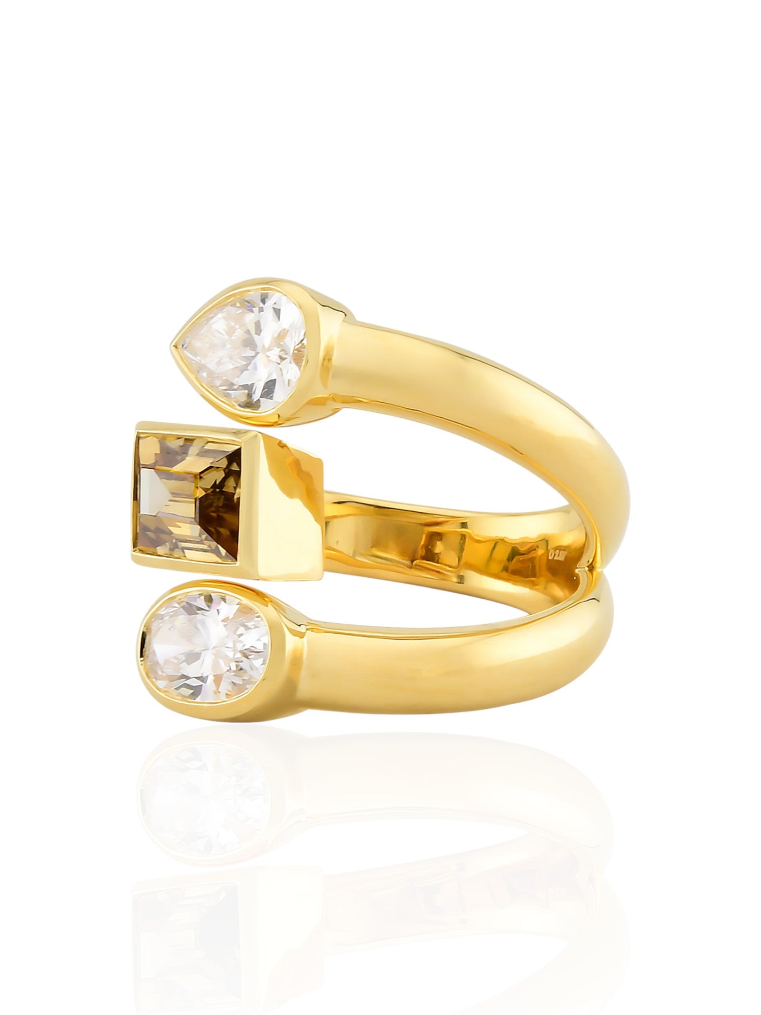 Sophia D Brown Diamond and White Diamond Three-Stone 18K Yellow Gold Ring