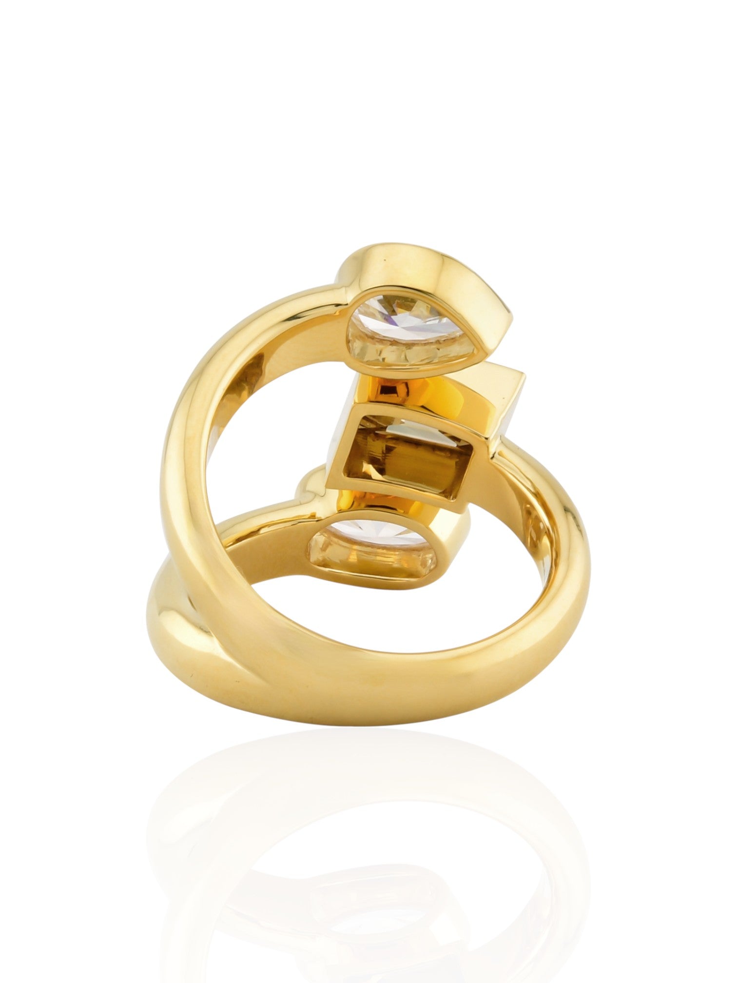 Sophia D Brown Diamond and White Diamond Three-Stone 18K Yellow Gold Ring