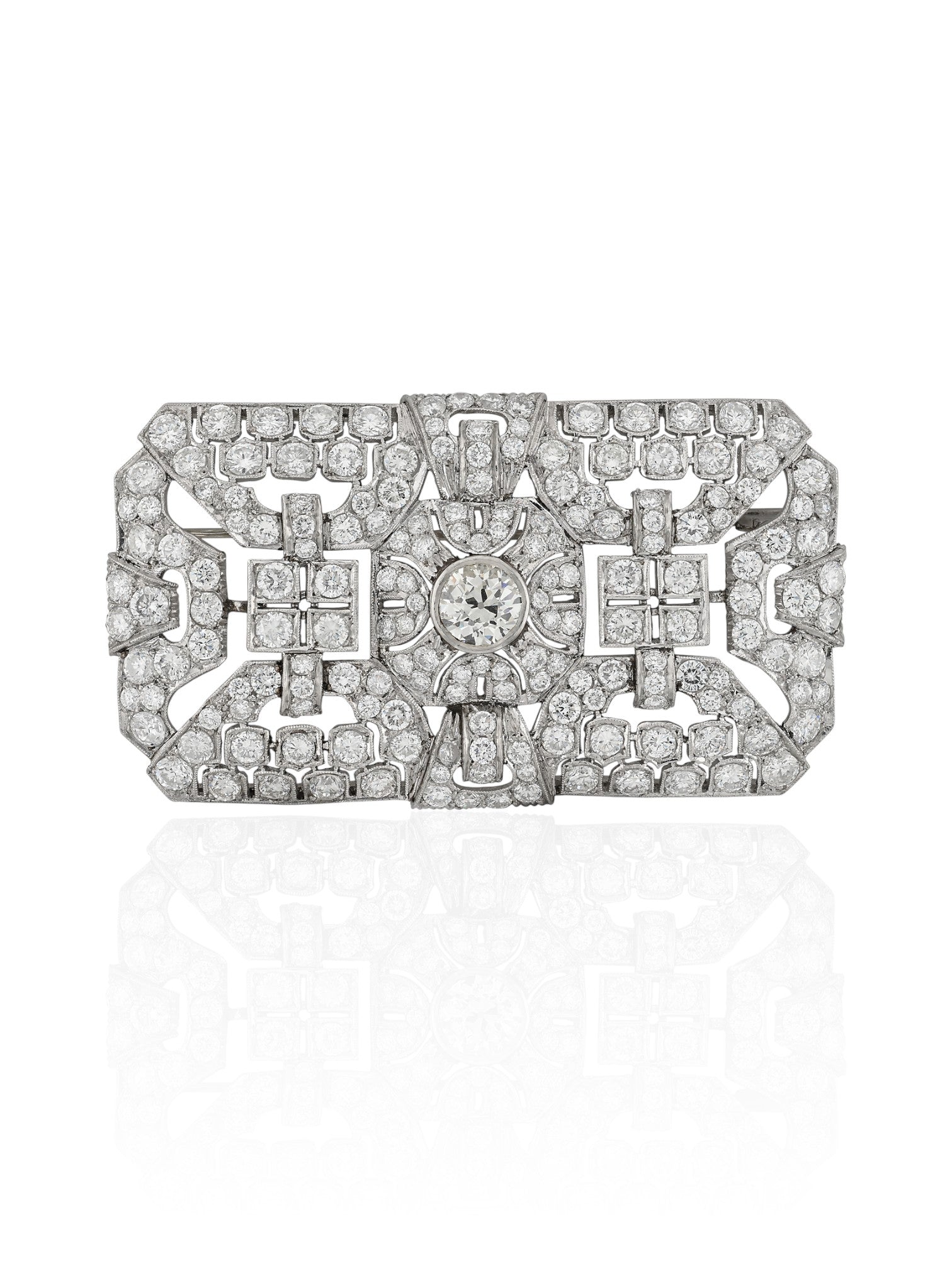 Sophia D Art Deco Platinum Diamond Brooch