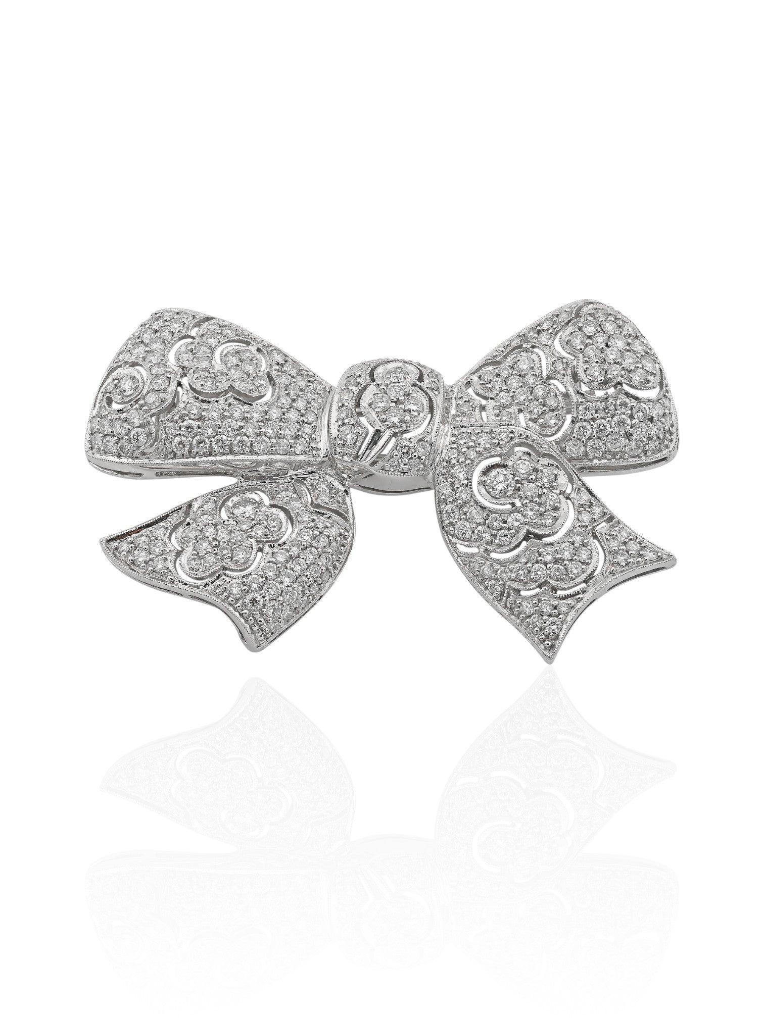 Platinum Diamond Bow Brooch