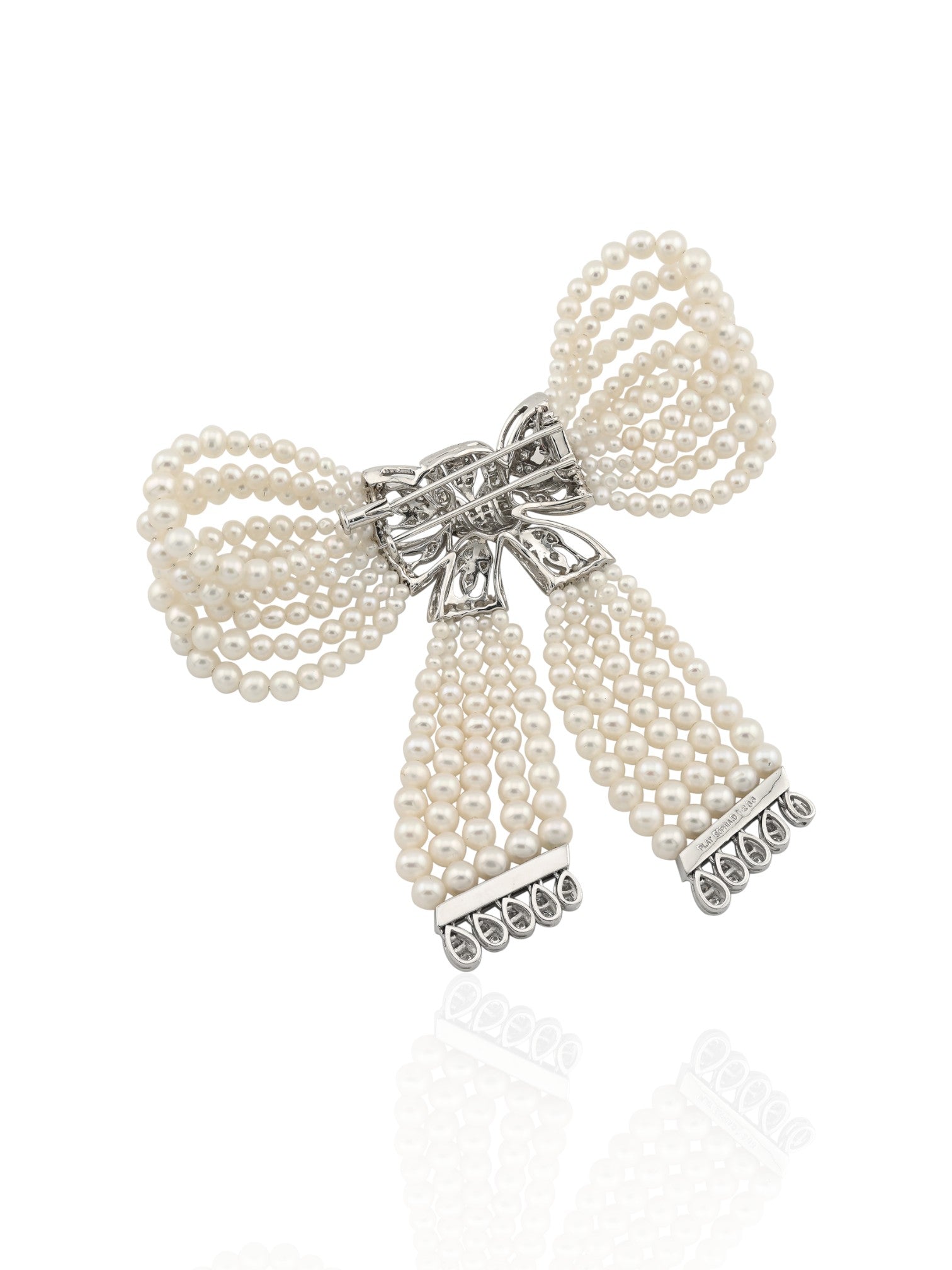 Sophia D. Diamond and Pearl Bow Brooch Platinum