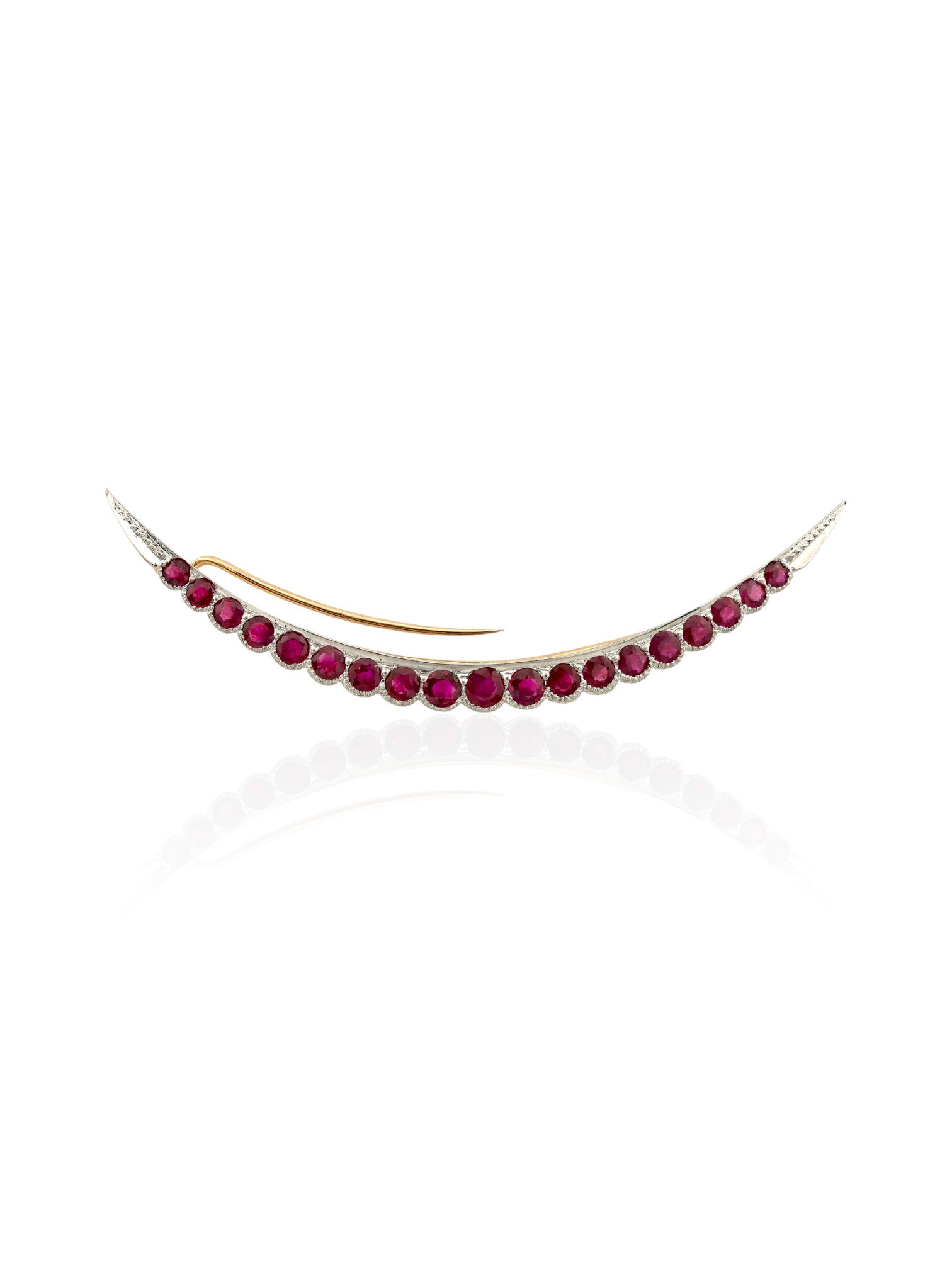 Sophia D. Ruby Crescent Brooch 18K Yellow Gold