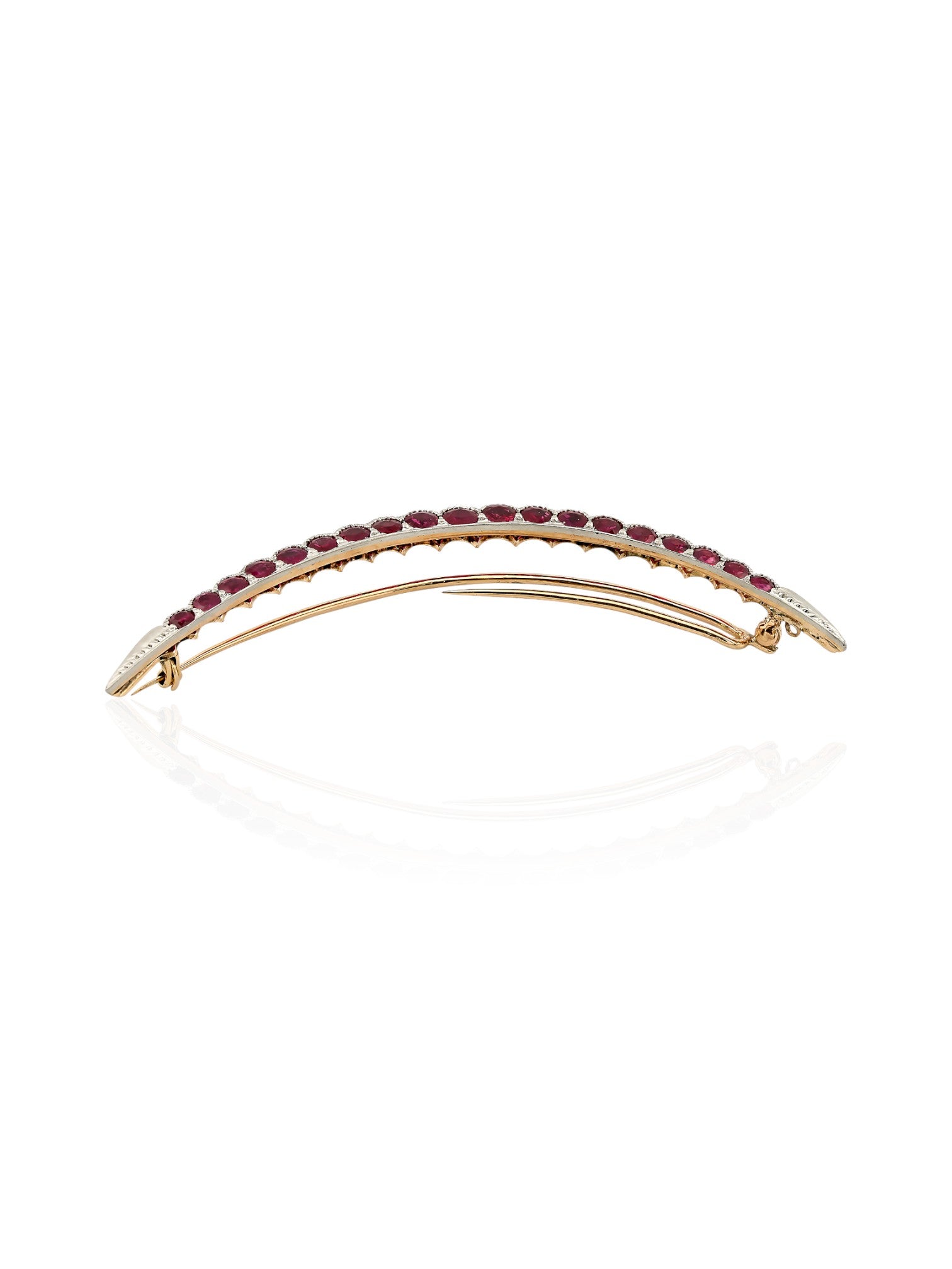 Sophia D. Ruby Crescent Brooch 18K Yellow Gold