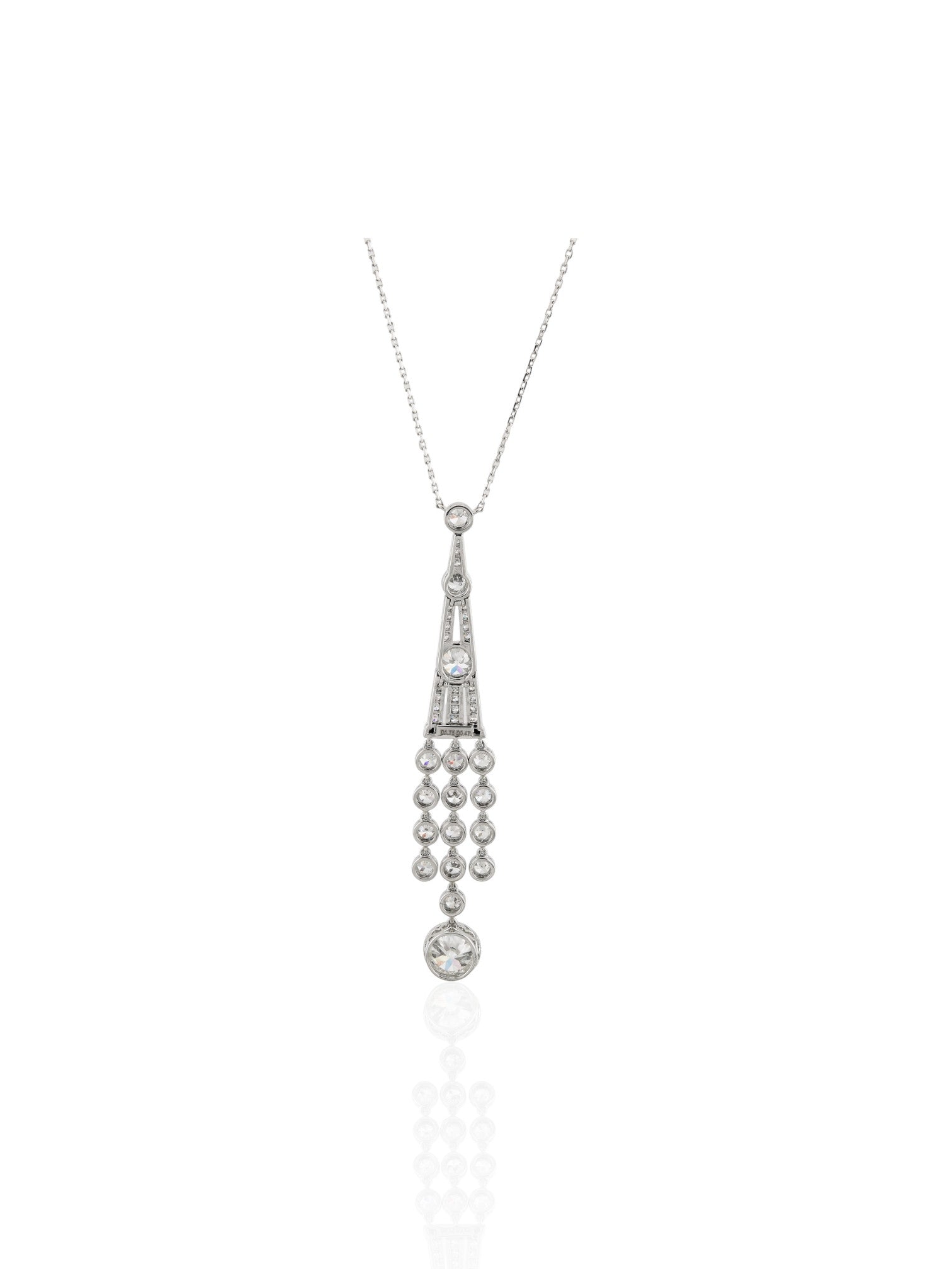 Sophia D Art Deco Diamond Drop Necklace in Platinum