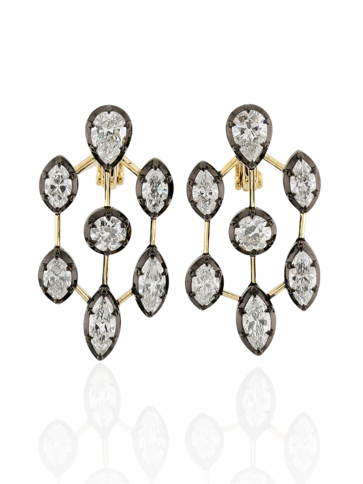 Sophia D Diamond Drop Earrings in 18K Yellow Gold and Silver