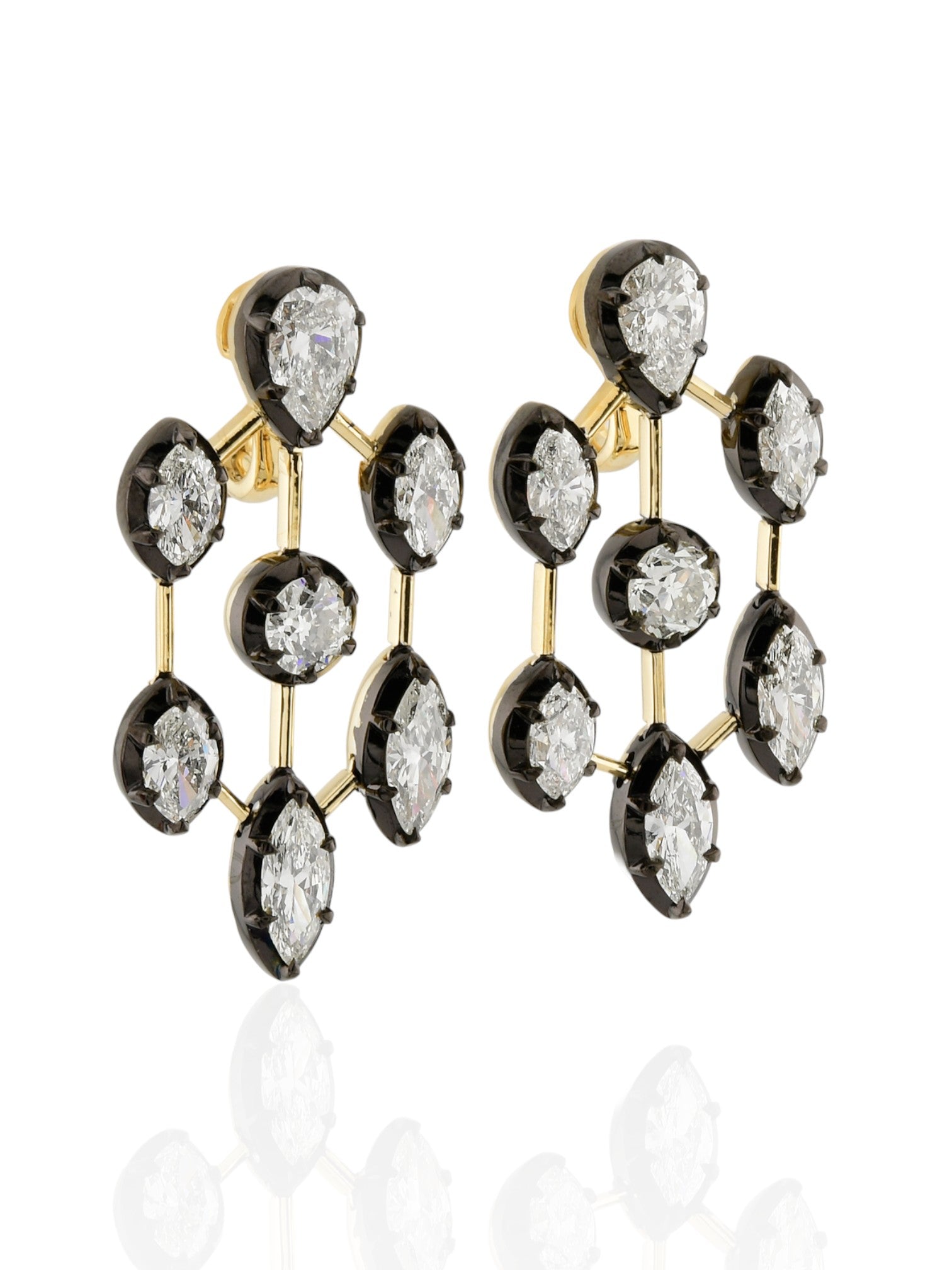 Sophia D Diamond Drop Earrings in 18K Yellow Gold and Silver