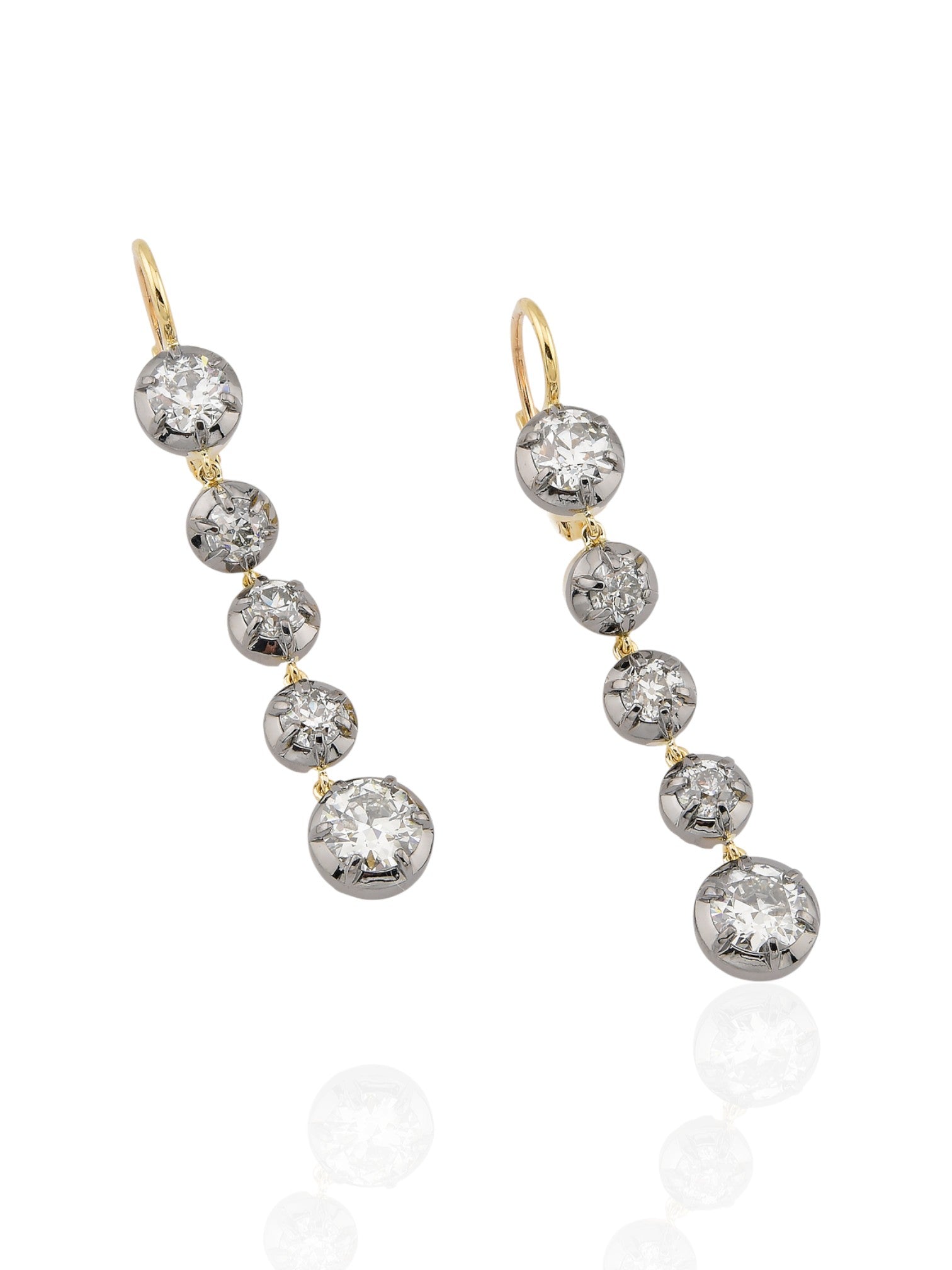 Sophia D Round Diamond Drop Earrings in 18K Yellow Gold and Silver