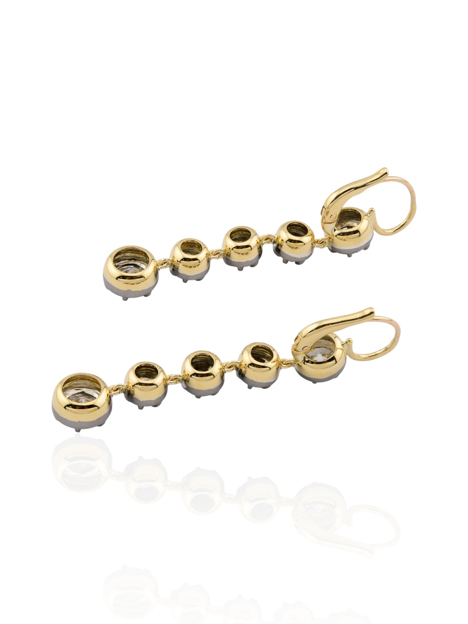 Sophia D Round Diamond Drop Earrings in 18K Yellow Gold and Silver