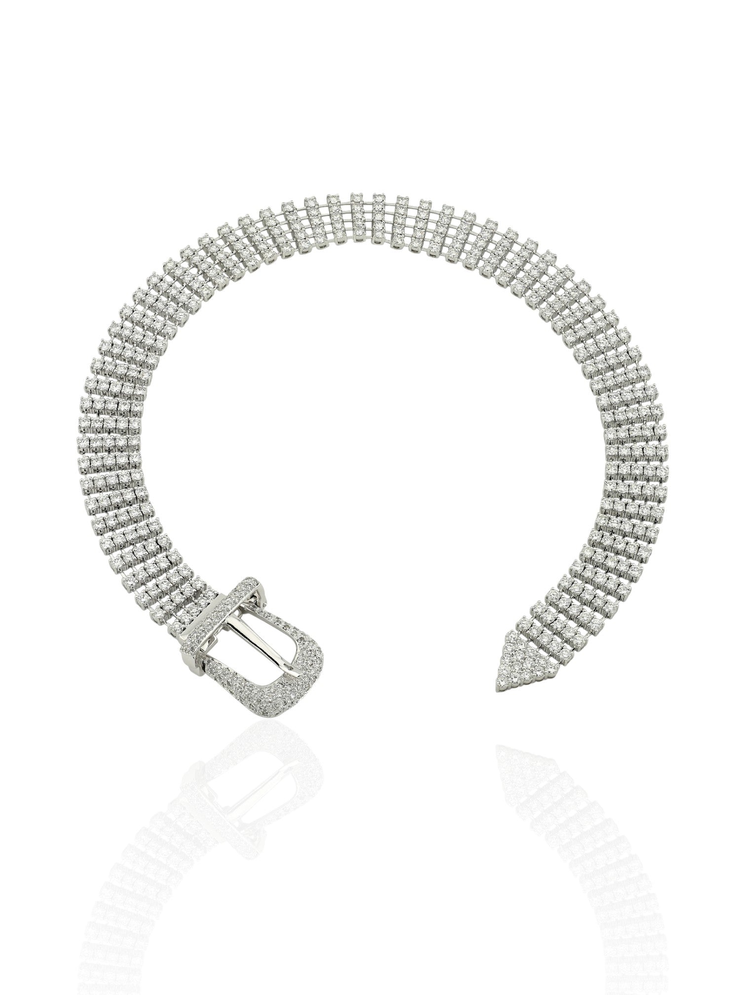 Sophia D Art Deco Diamond Buckle Wrap Bracelet-Choker Platinum