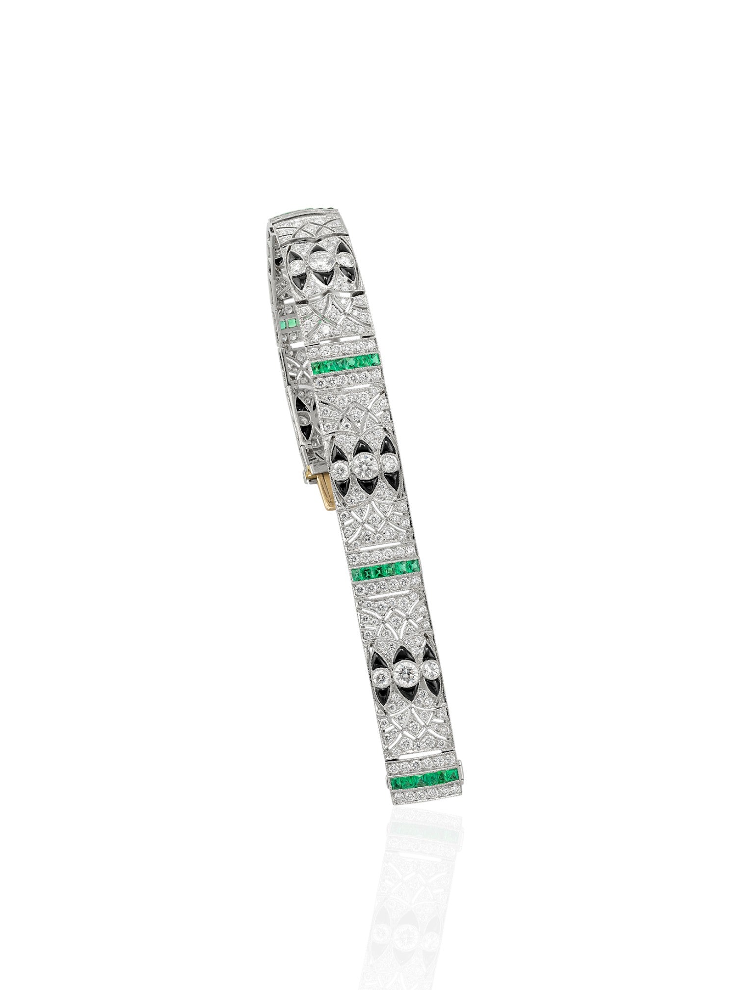 Sophia D Art Deco Emerald and Diamond Platinum Bracelet