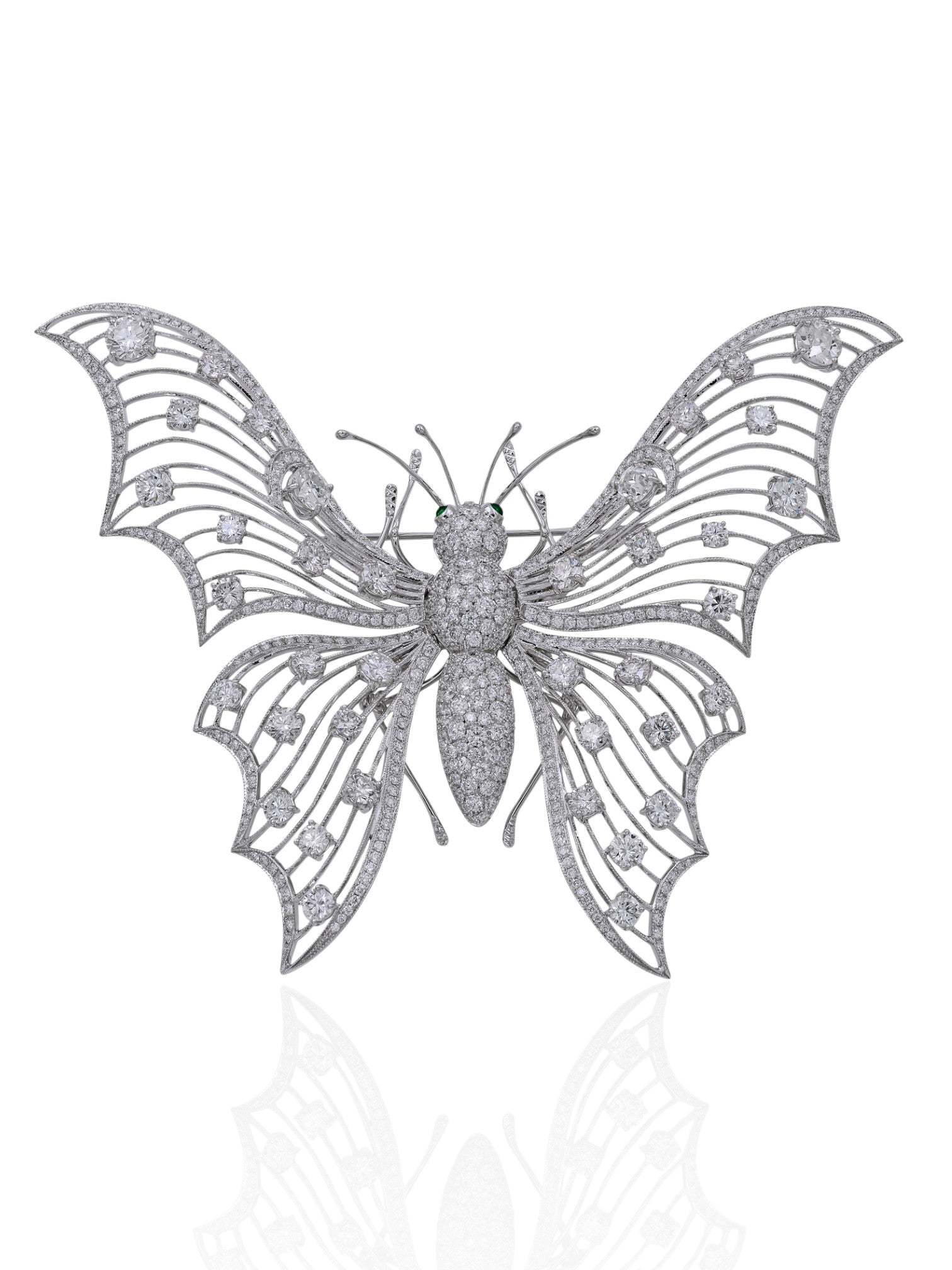 Sophia D Art Deco Butterfly En Tremblant Brooch in Platinum