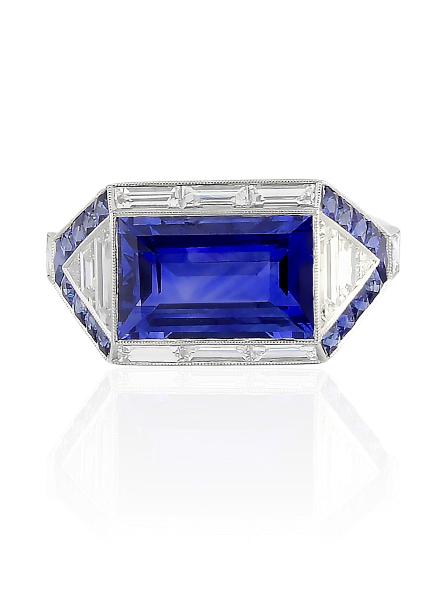 Sophia D Art Deco Mosaic Sapphire and Diamond Ring