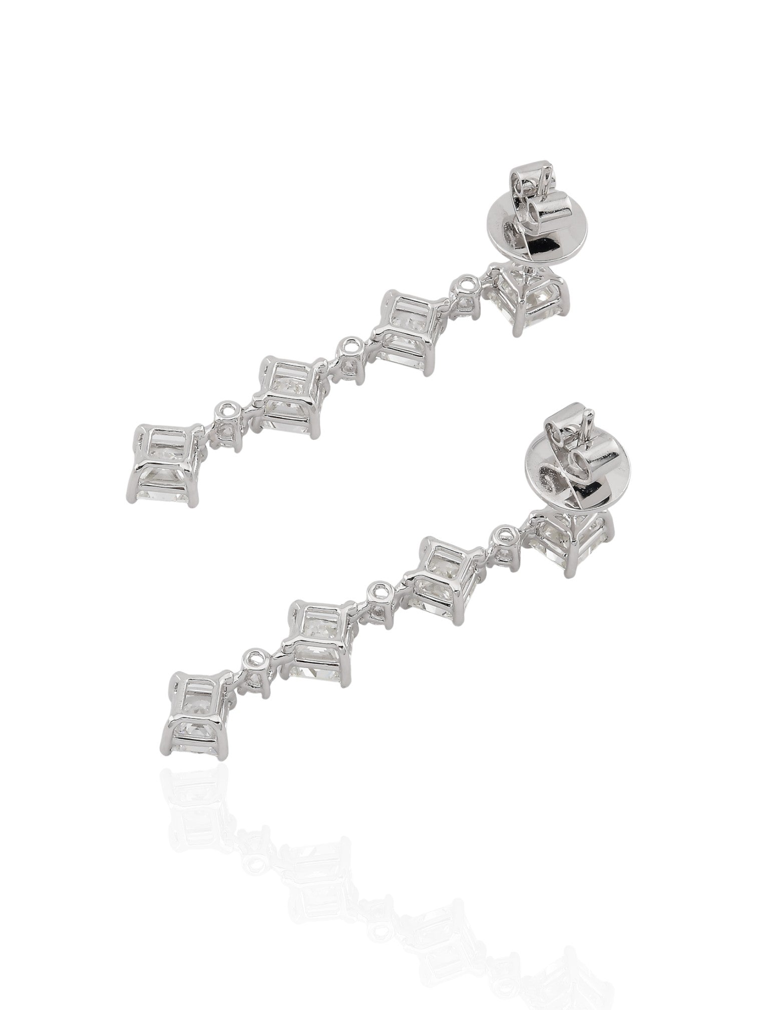 Sophia D Art Deco Princess-Cut Diamond Drop Earrings Platinum