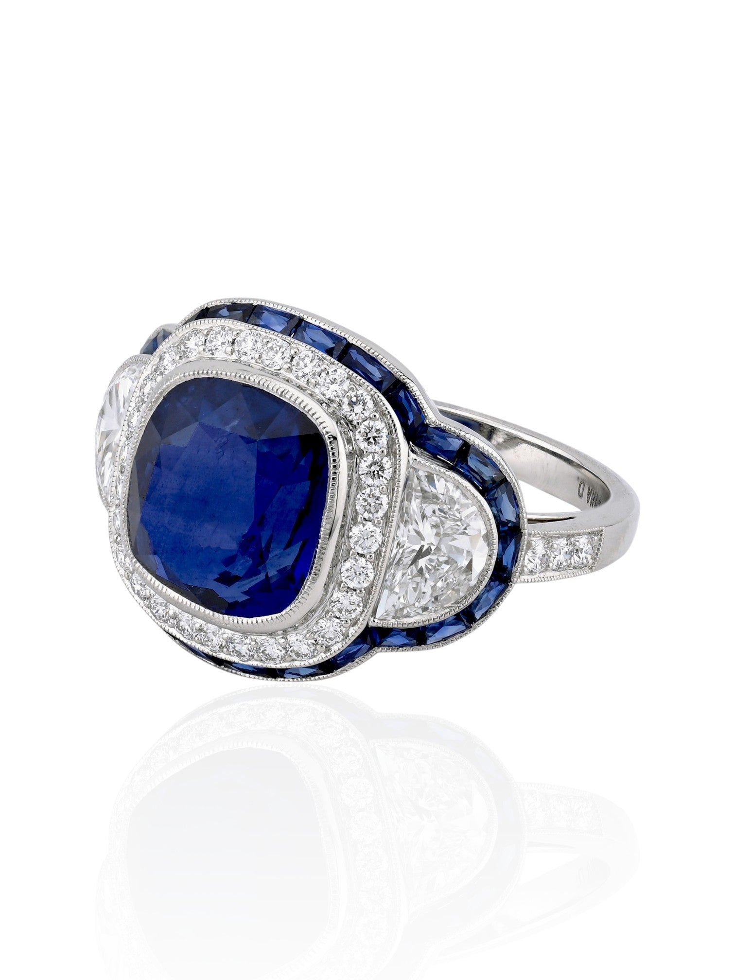 Sophia D Art Deco Style Sapphire and Diamond Ring Platinum