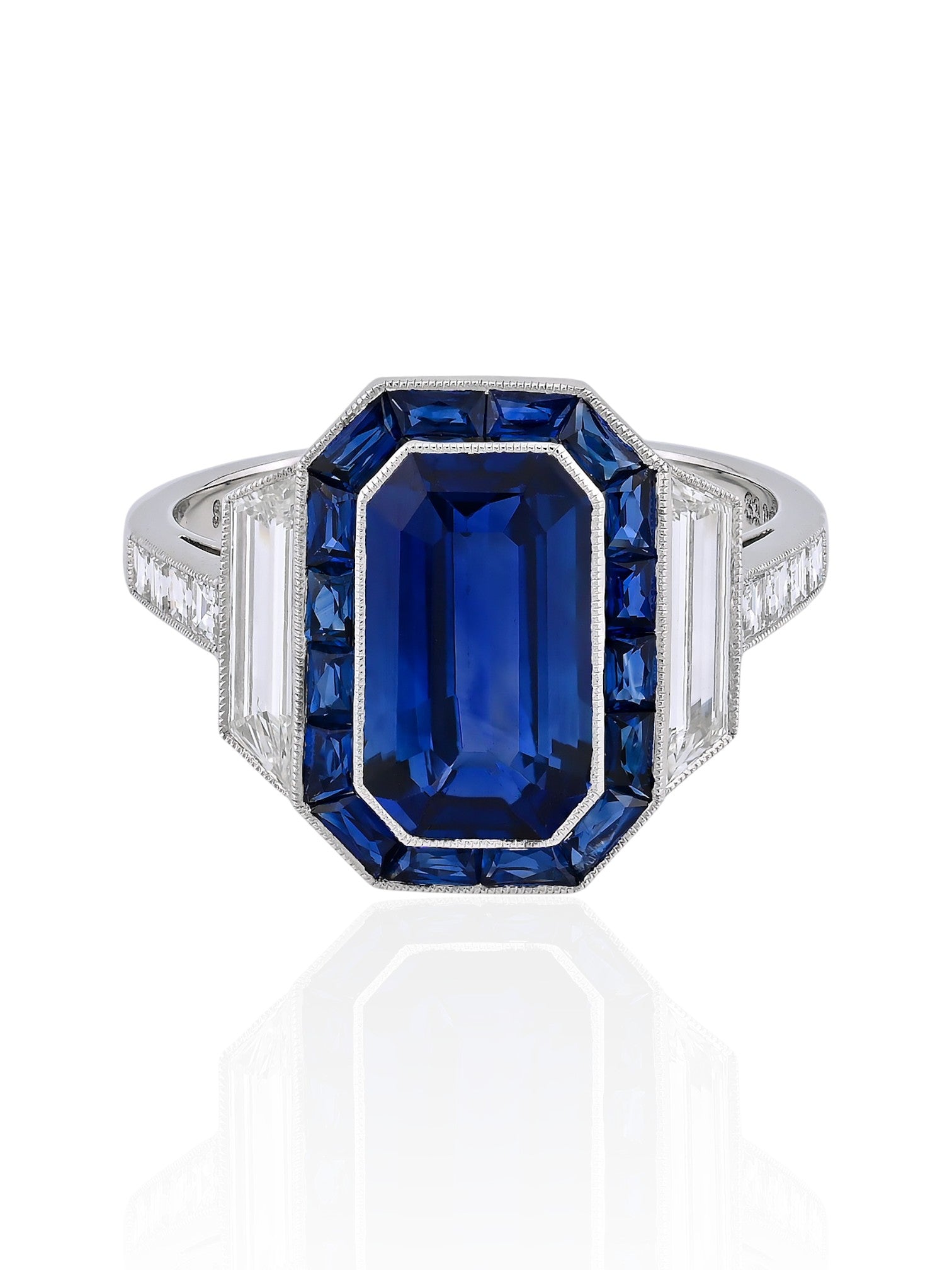 Sophia D Art Deco Sapphire and Diamond Ring Platinum
