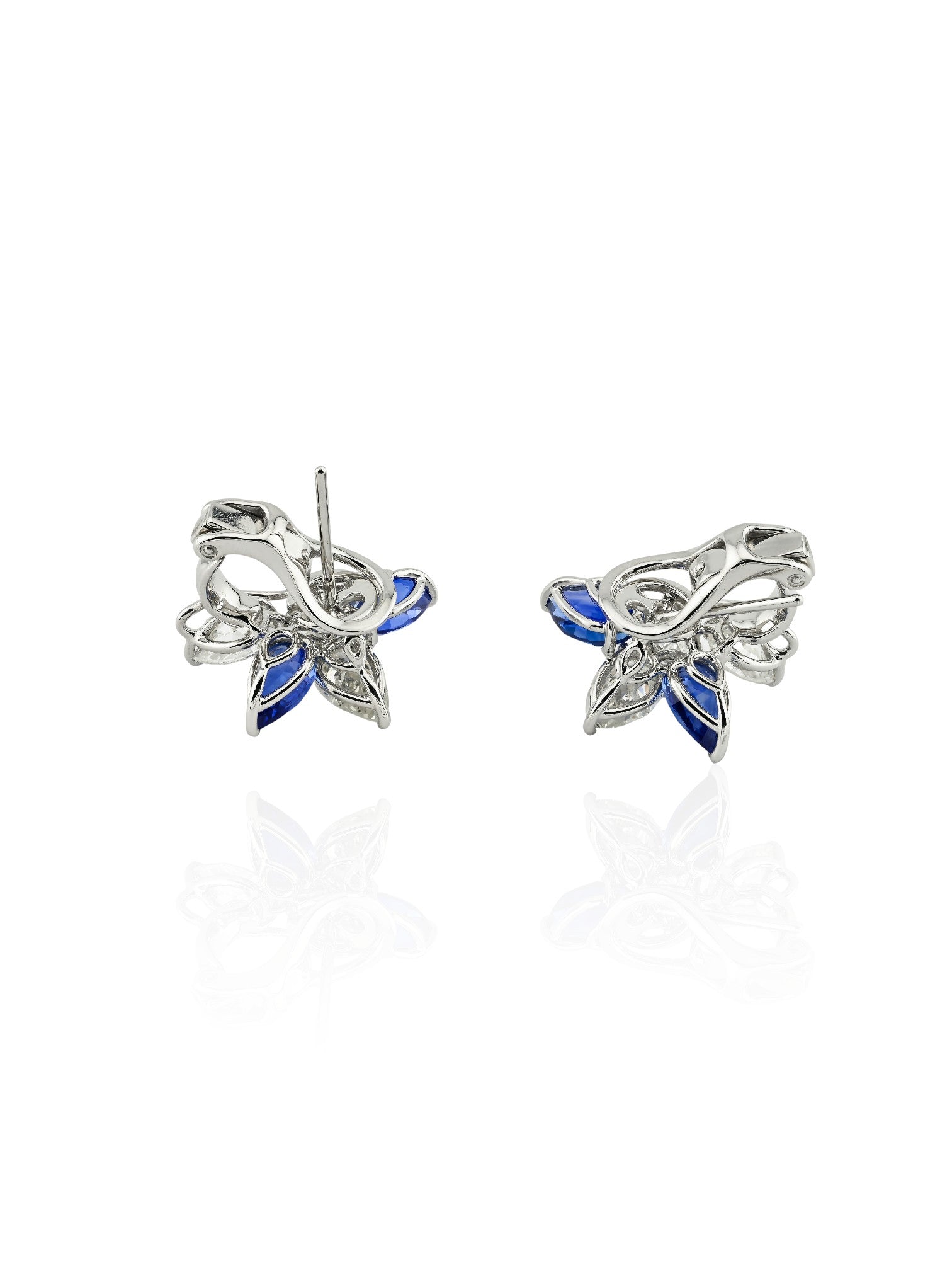 Sophia D Sapphire and Diamond Cluster Earrings Platinum