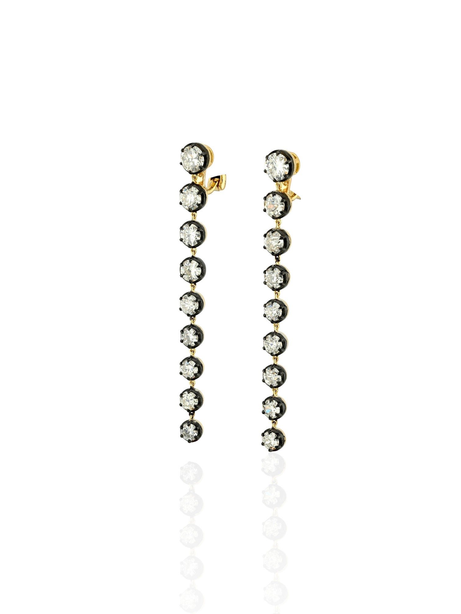 Sophia D Round Diamond Drop Earrings Platinum and 18K Yellow Gold