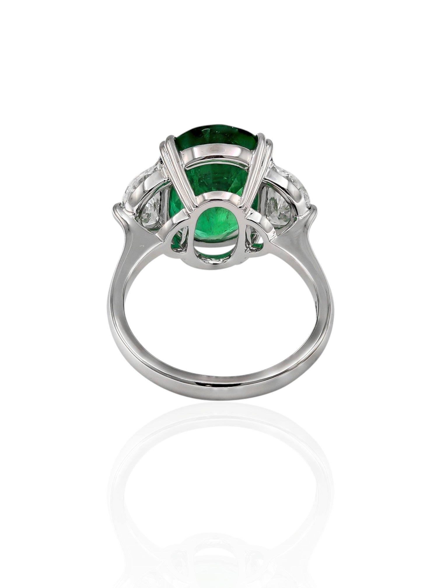 Sophia D Zambian Emerald and Diamond Three Stone Ring Platinum