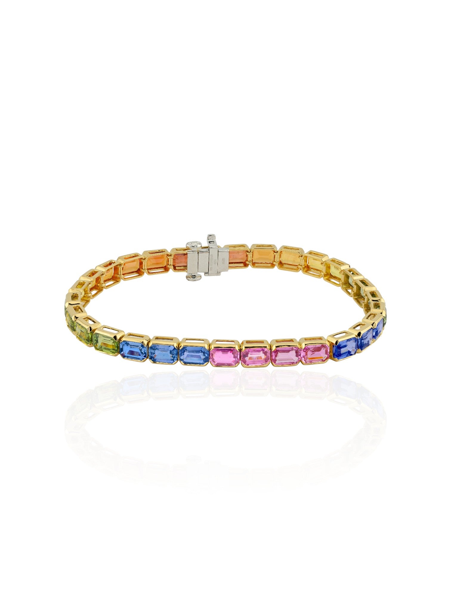 Sophia D Multi Color Sapphire Line Bracelet 18K Yellow Gold