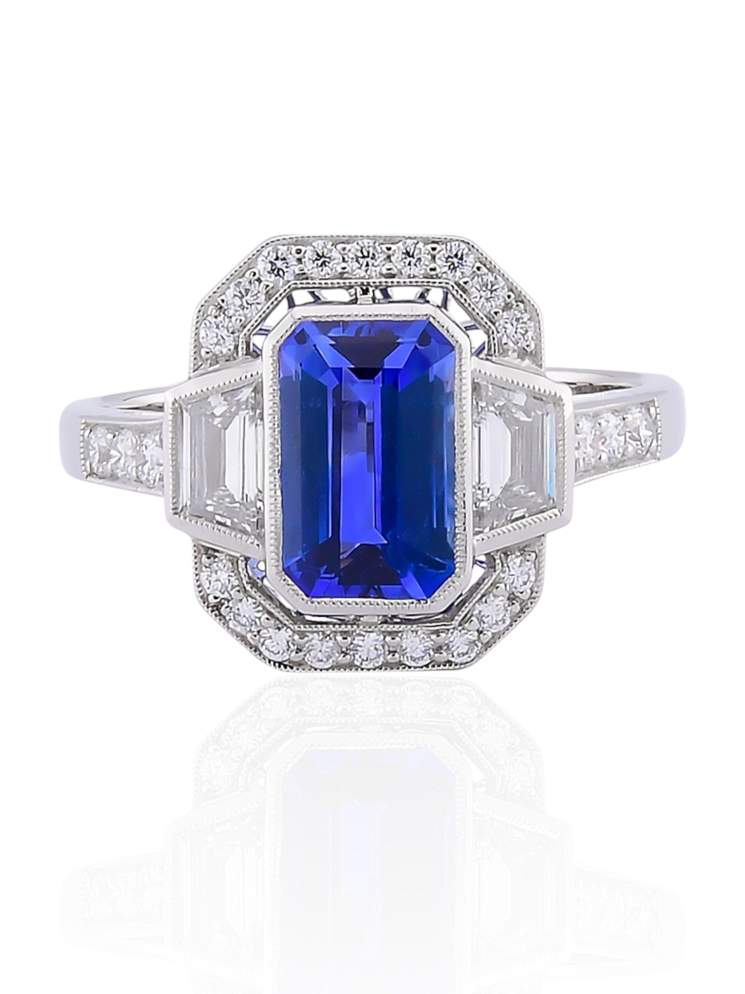 Sophia D Art Deco Sapphire & Diamond Mosaic Ring in Platinum