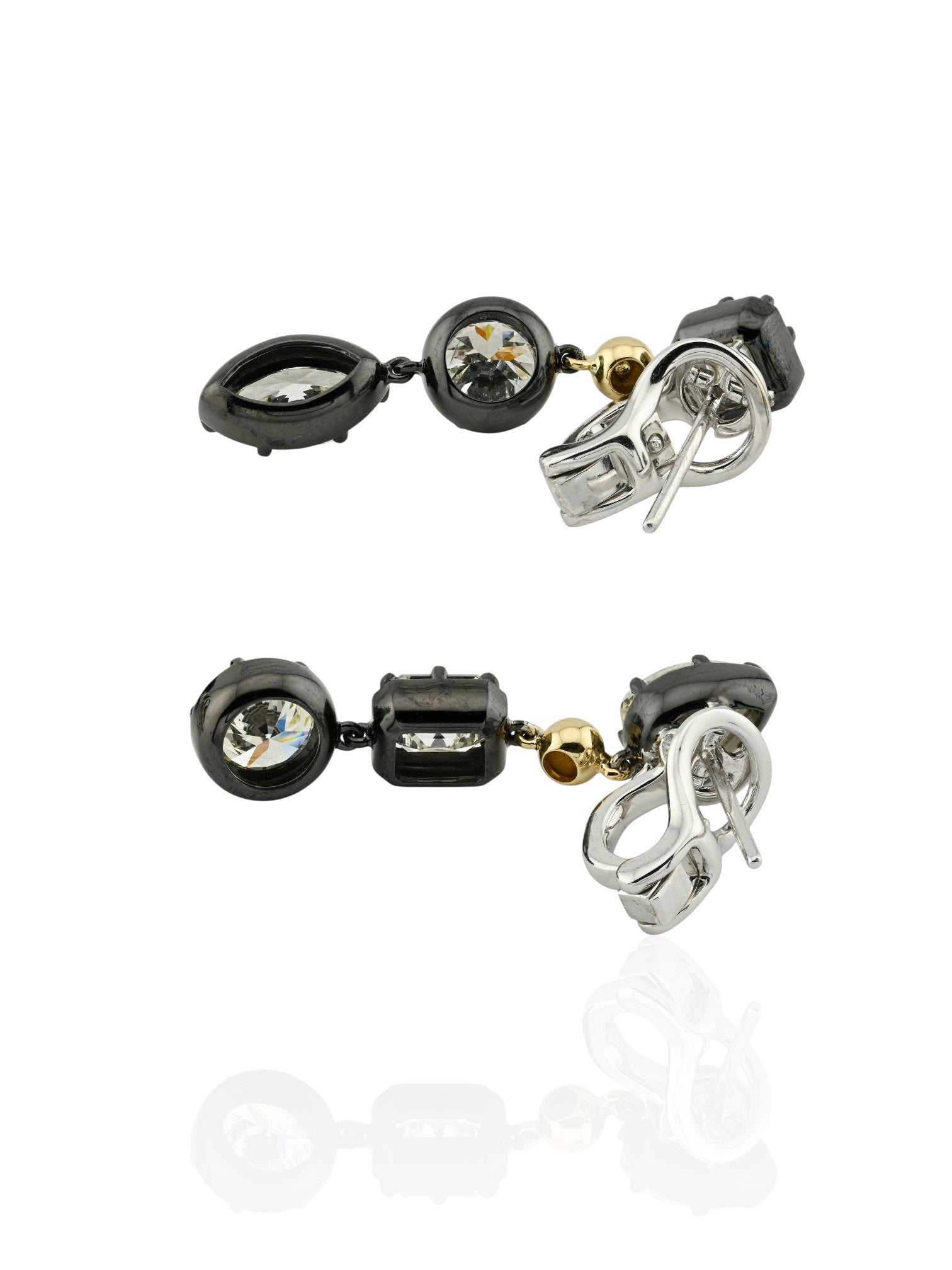 Sophia D Mixed Shape Diamond Drop Earrings Platinum and 18K Yellow Gold