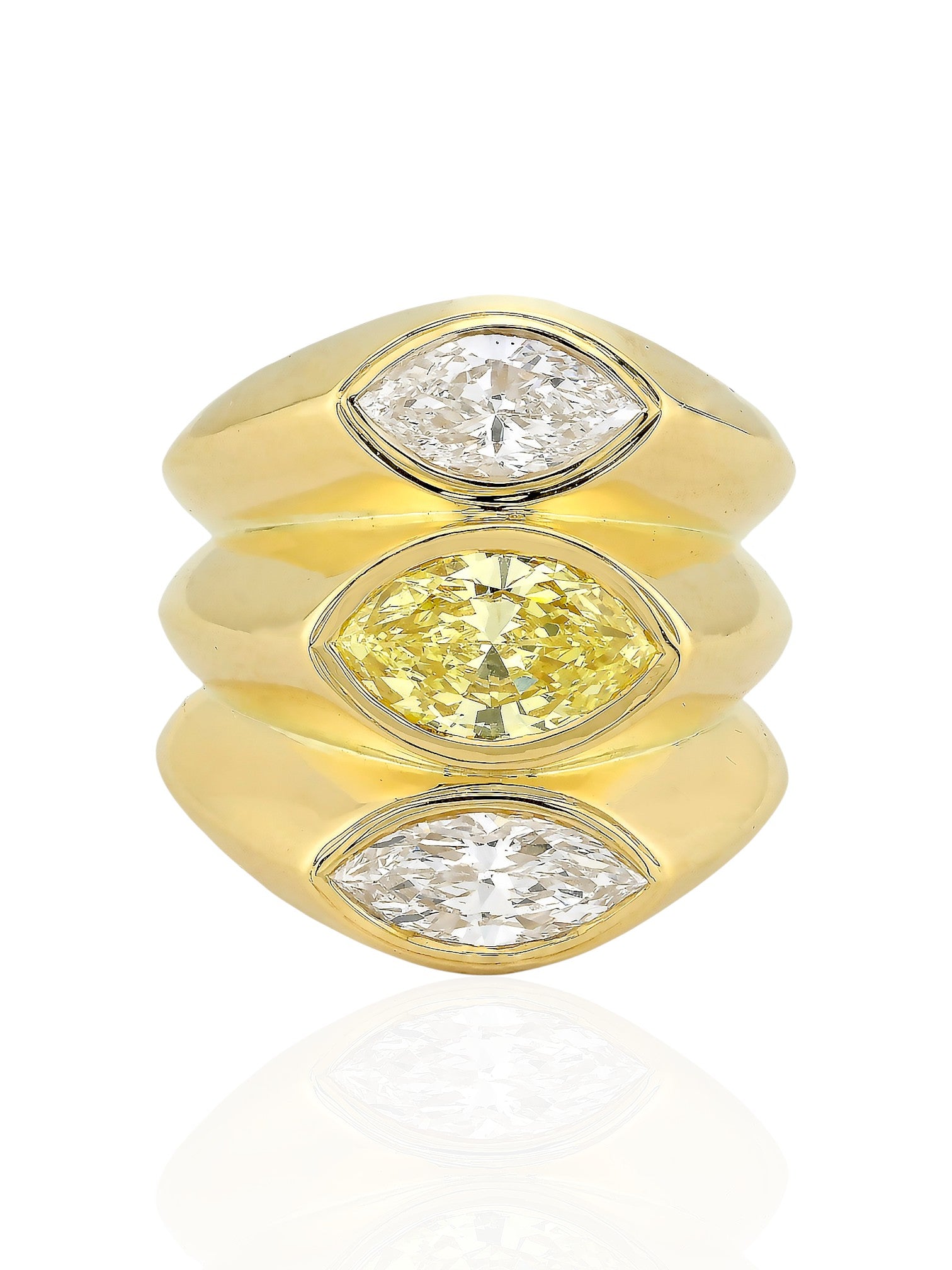 Sophia D Marquise Diamond Three Stone Ring 18K Yellow Gold