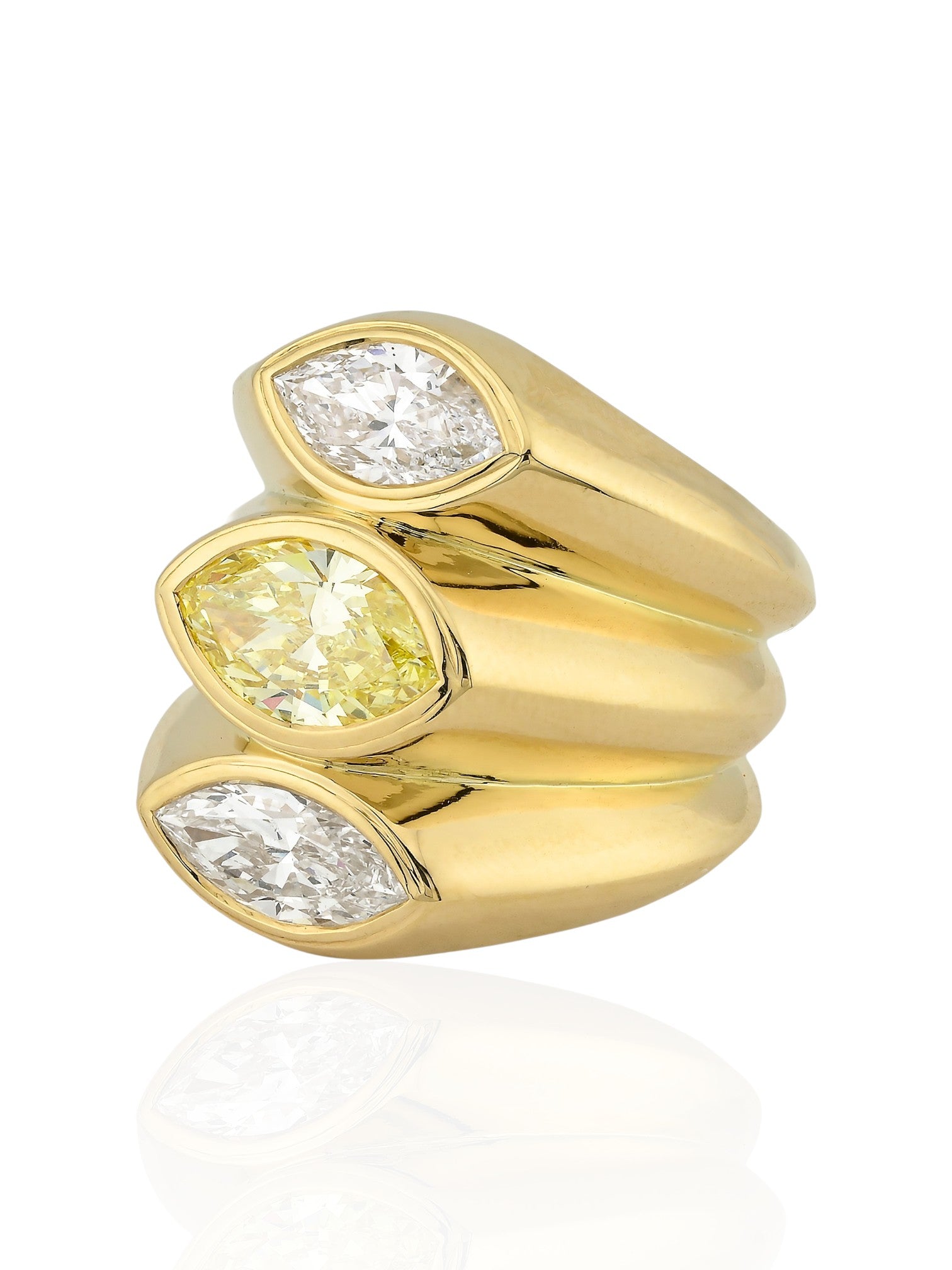 Sophia D Marquise Diamond Three Stone Ring 18K Yellow Gold