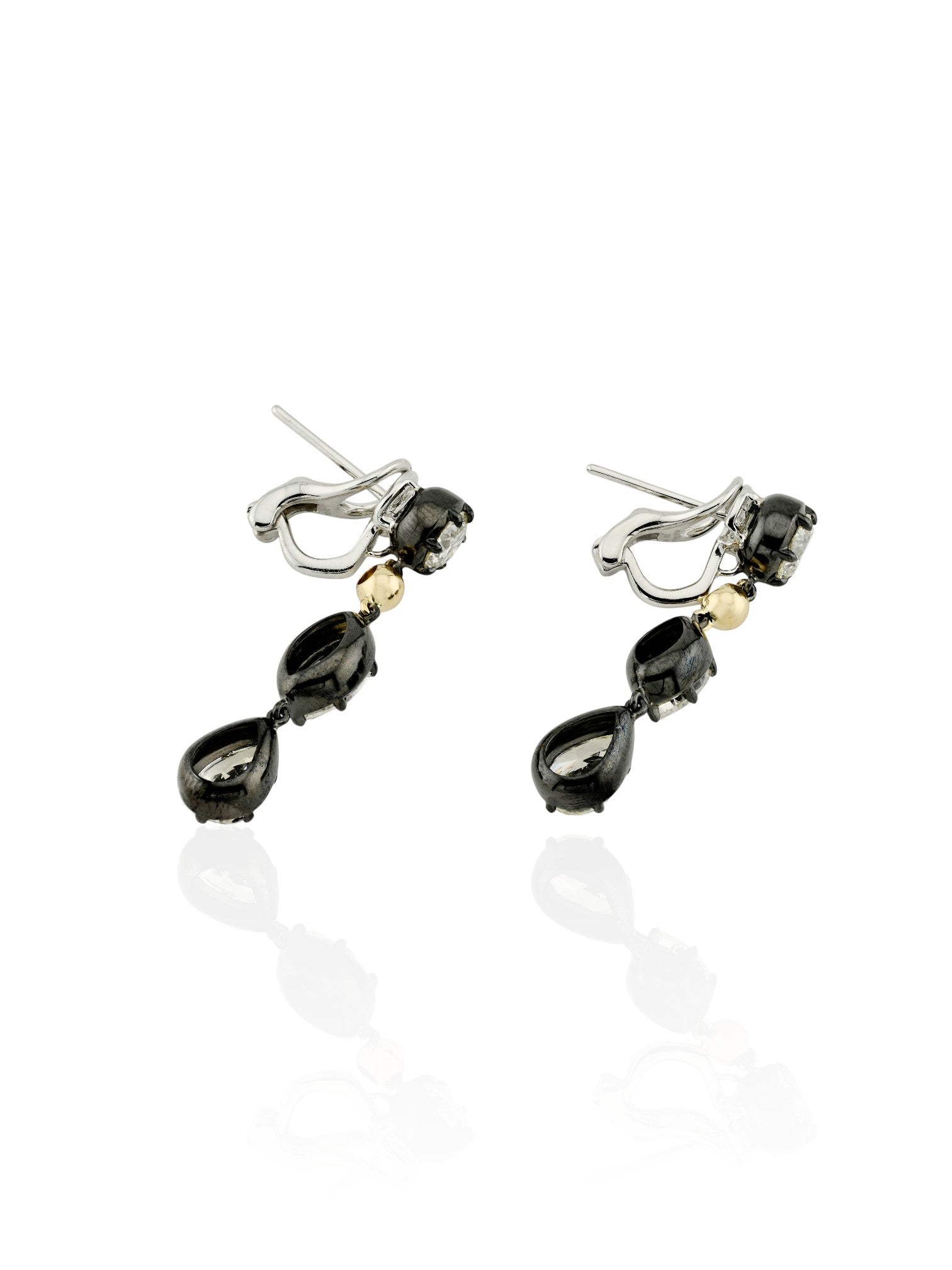 Sophia D Mixed Shape Diamond Drop Earrings Platinum and 18K Yellow Gold