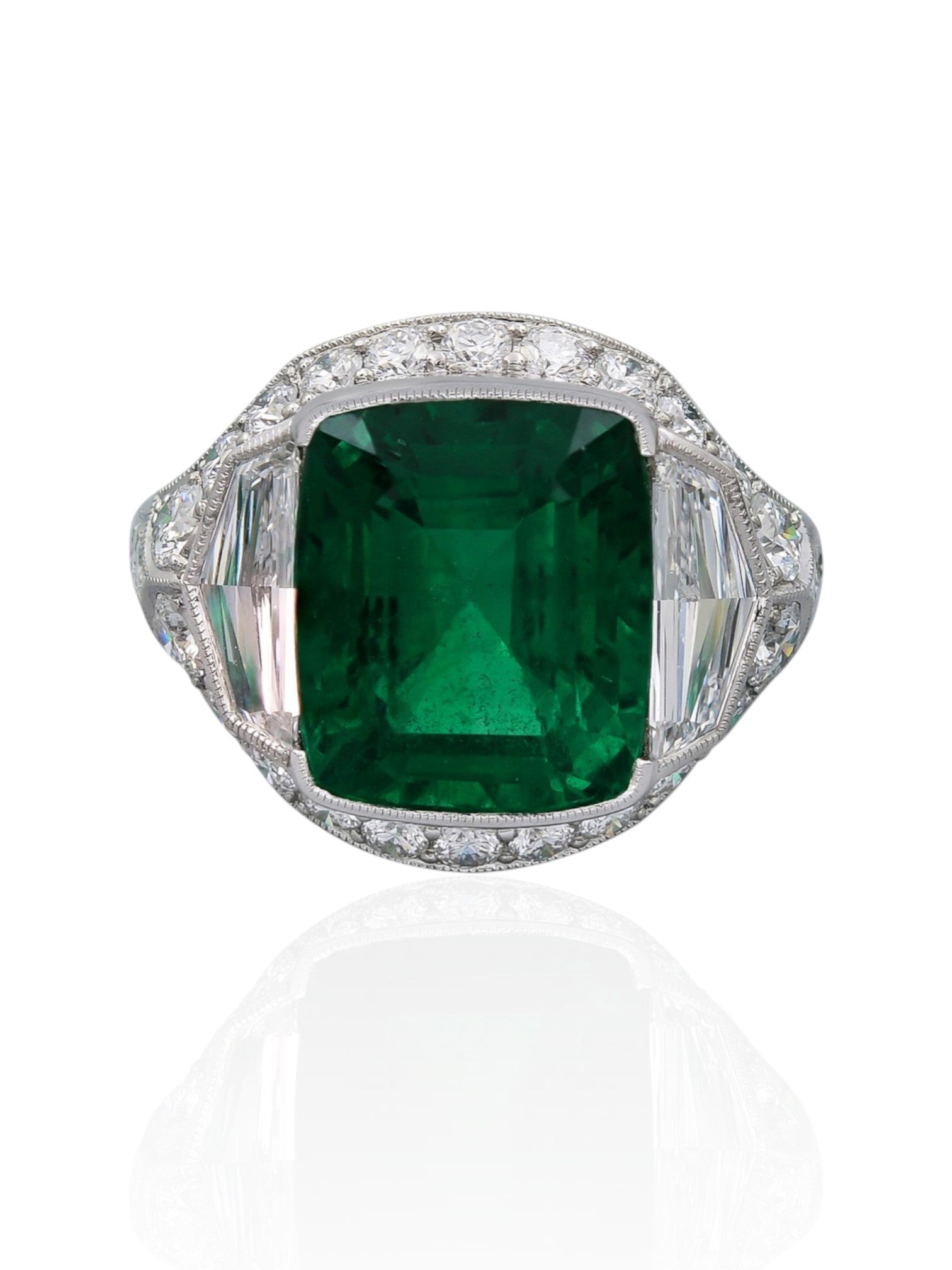Sophia D 8.16 Carat Emerald and Diamond Ring Platinum