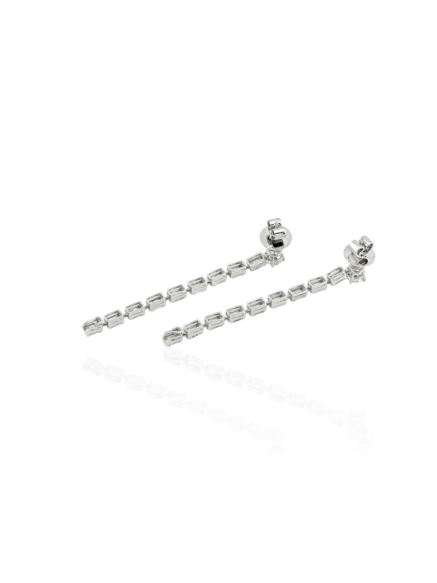 Sophia D Emerald Cut Diamond Line Earrings Platinum