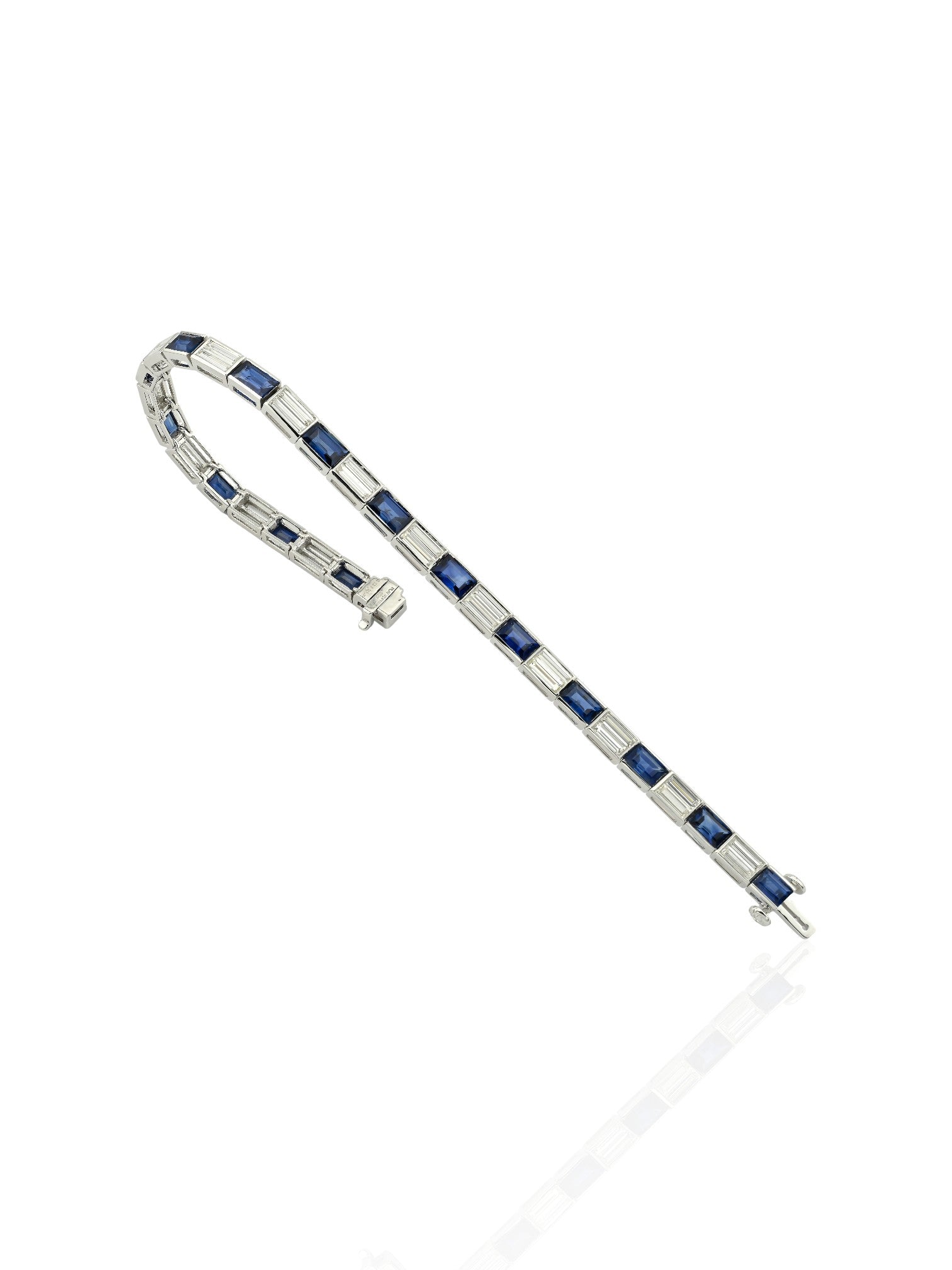 Sophia D Sapphire and Diamond Line Bracelet Platinum