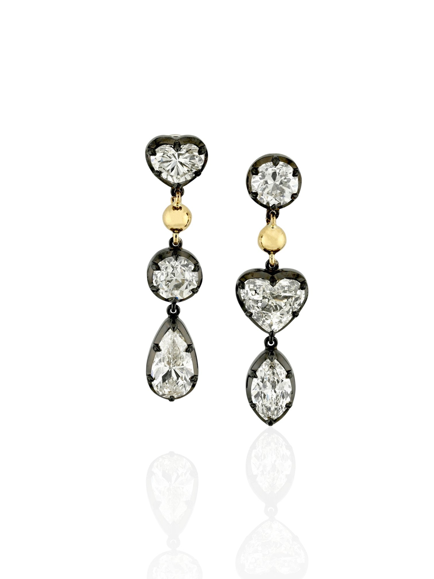 Sophia D Mixed Shape Diamond Drop Earrings Platinum and 18K Yellow Gold