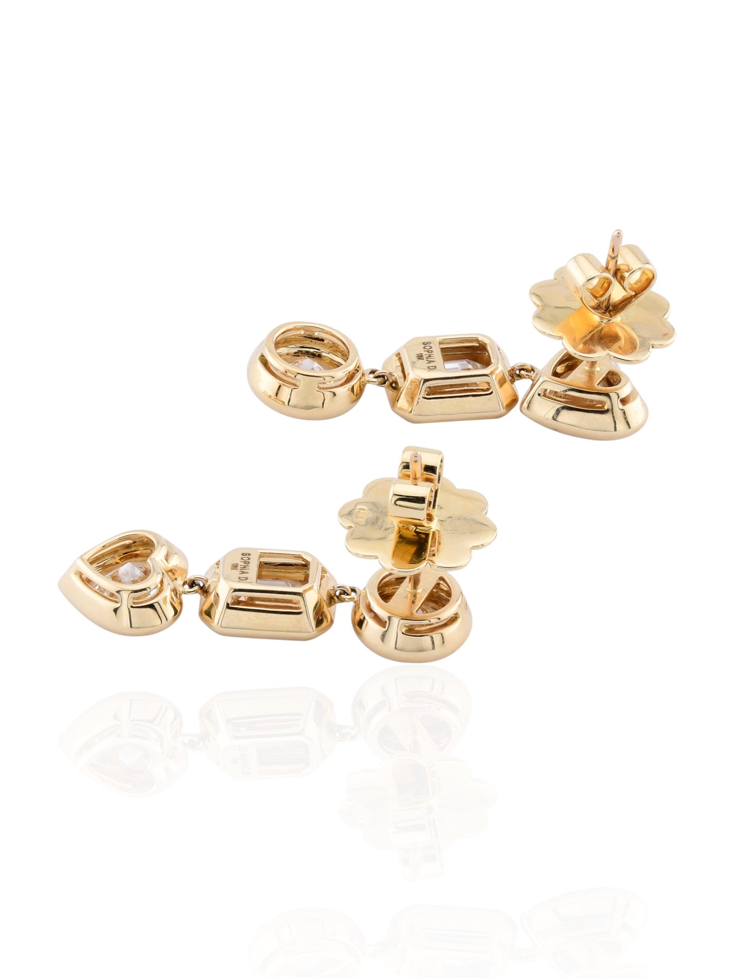 Sophia D Art Deco Diamond Drop Earrings in 18K Yellow Gold