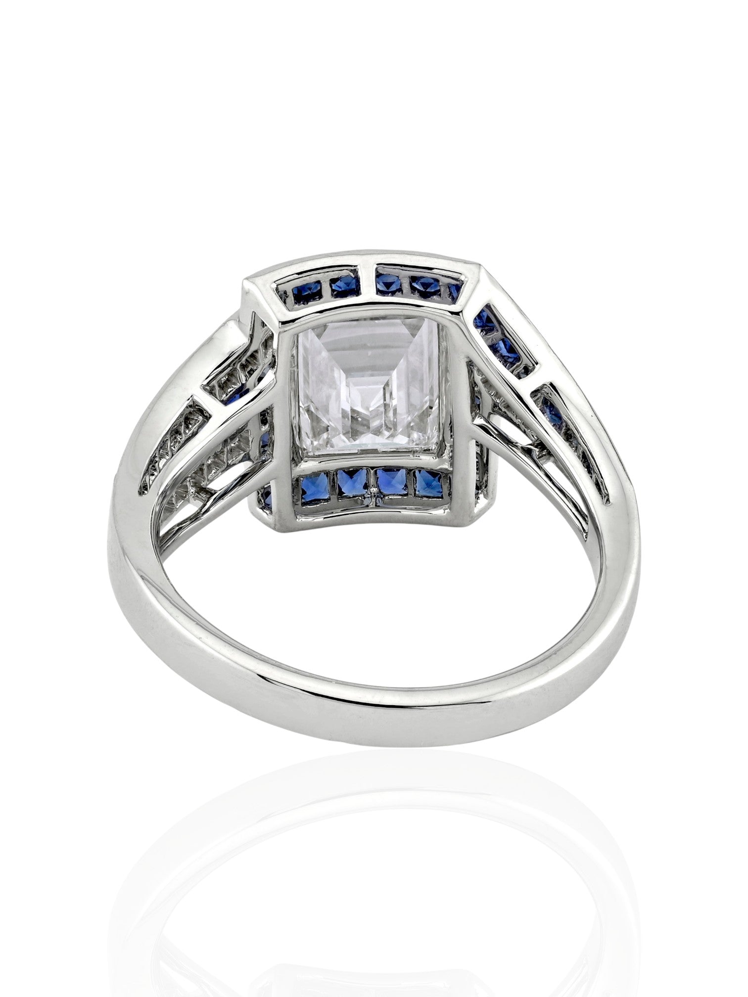 Sophia D Art Deco Diamond and Sapphire Ring Platinum