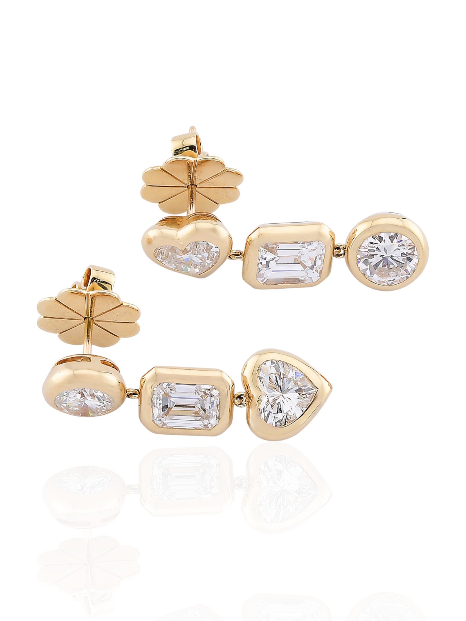 Sophia D Art Deco Diamond Drop Earrings in 18K Yellow Gold